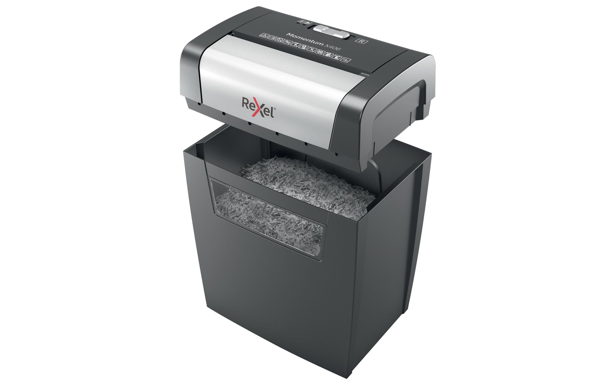 Rexel Momentum X406 – Aktenvernichter, DIN P-4, Partikelschnitt 4 × 28 mm, 6 Blatt, 15 l, A4