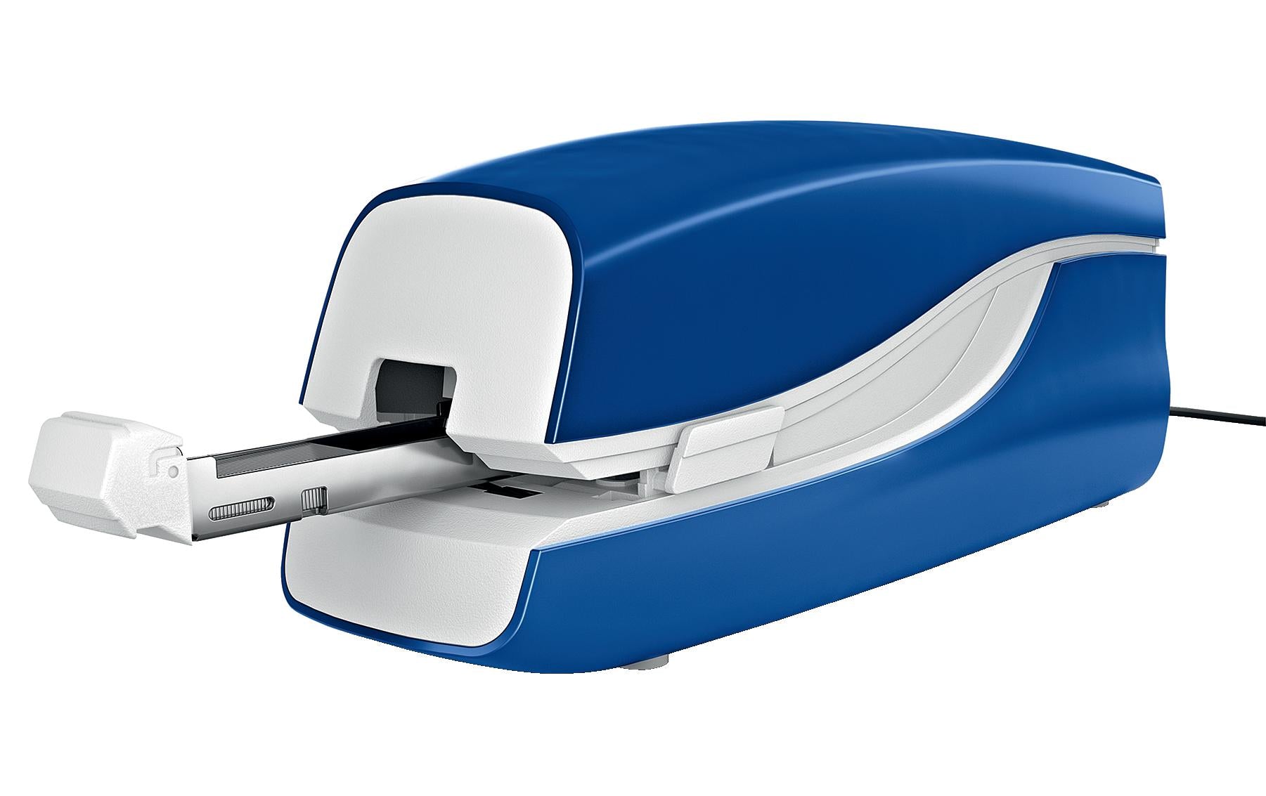Leitz 5533 – Elektrischer Hefter, 20 Blatt, für e2, Flat-Clinch, Einlegetiefe 20 mm, Blau