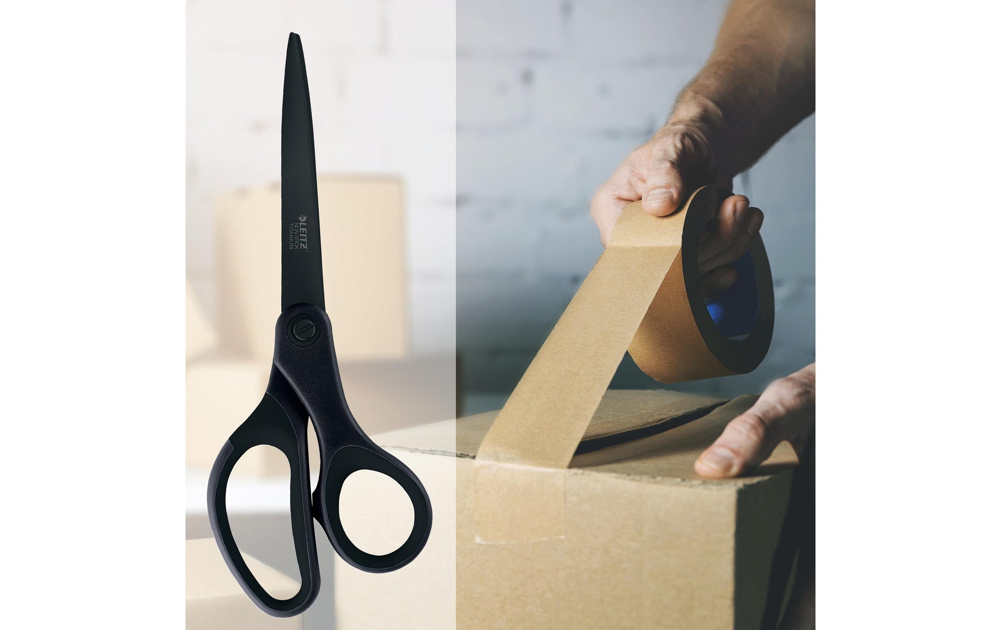 Leitz Universalschere – Edelstahl, titanbeschichtet, für Rechts- und Linkshänder, spitz, Kunststoff, schwarz