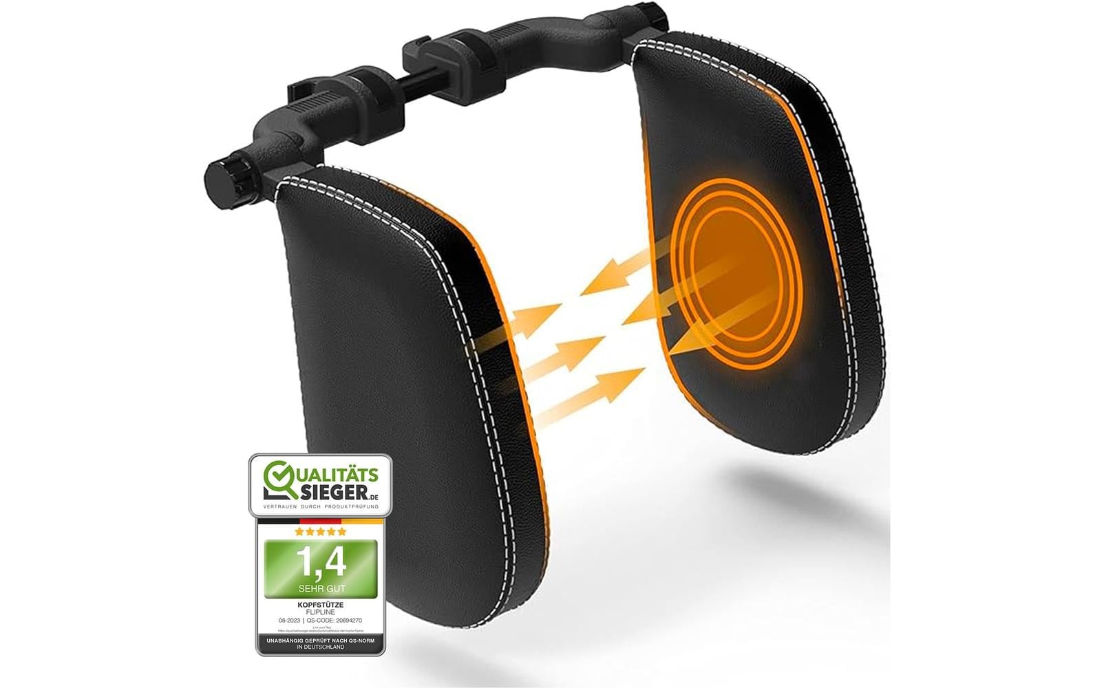 Flipline Kopfstütze – Schaum, Polyurethan (PU) – für Auto – 375×230 mm – schwarz/weiss