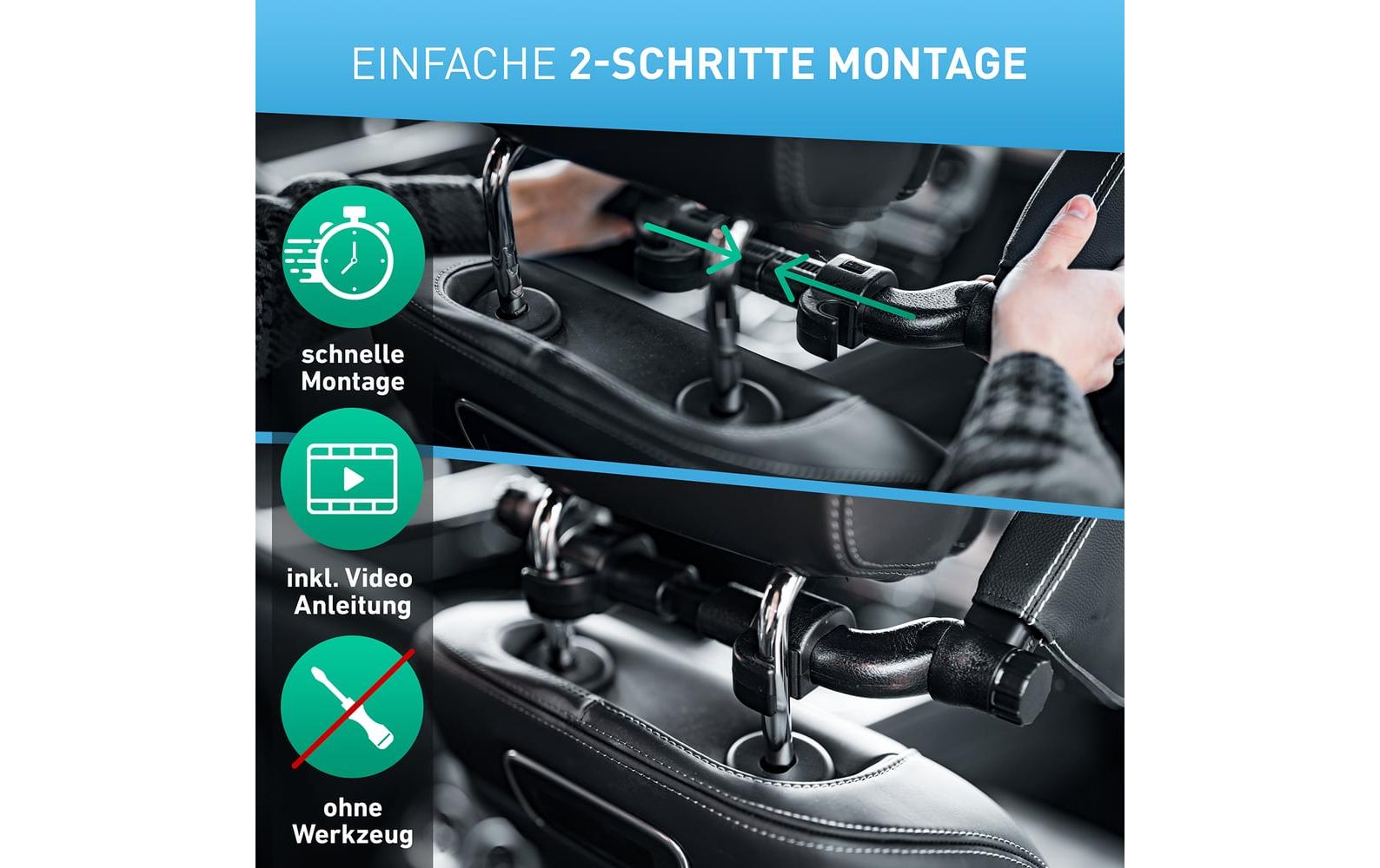 Flipline Kopfstütze – Schaum, Polyurethan (PU) – für Auto – 375×230 mm – schwarz/weiss