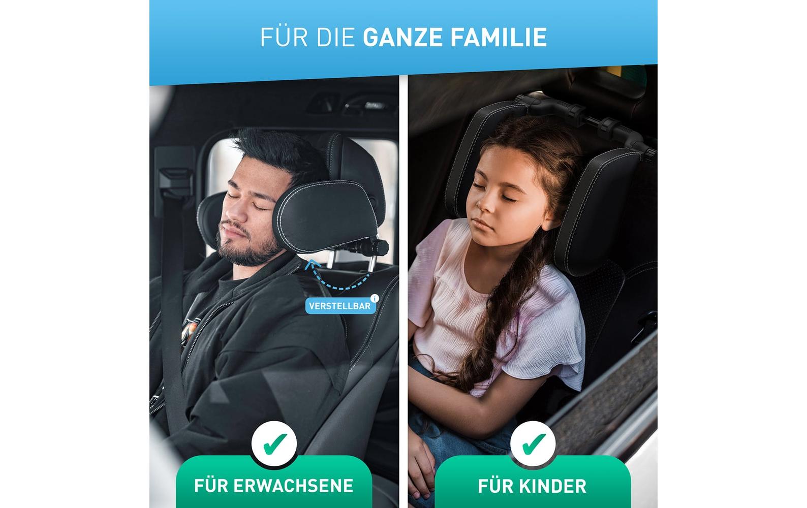 Flipline Kopfstütze – Schaum, Polyurethan (PU) – für Auto – 375×230 mm – schwarz/weiss