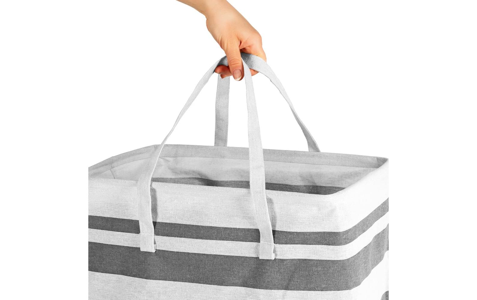 Easymaxx Faltbox 75 l – faltbar – Leinen – weiss/grau – 400 × 300 × 600 mm – 2 Stück