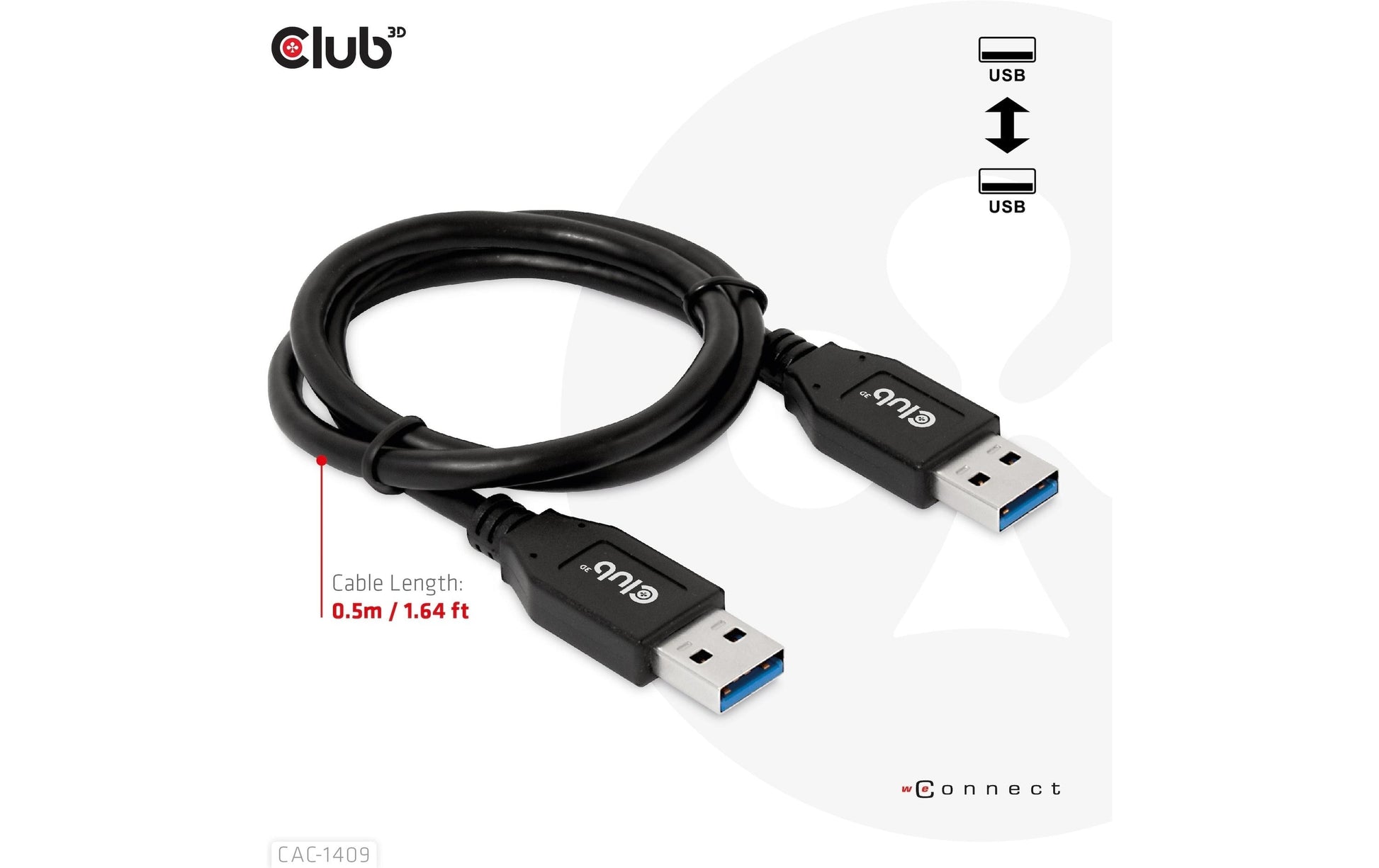 CLUB3D Club 3D – USB-Kabel, USB-A zu USB-A, 0,5 m, USB 3