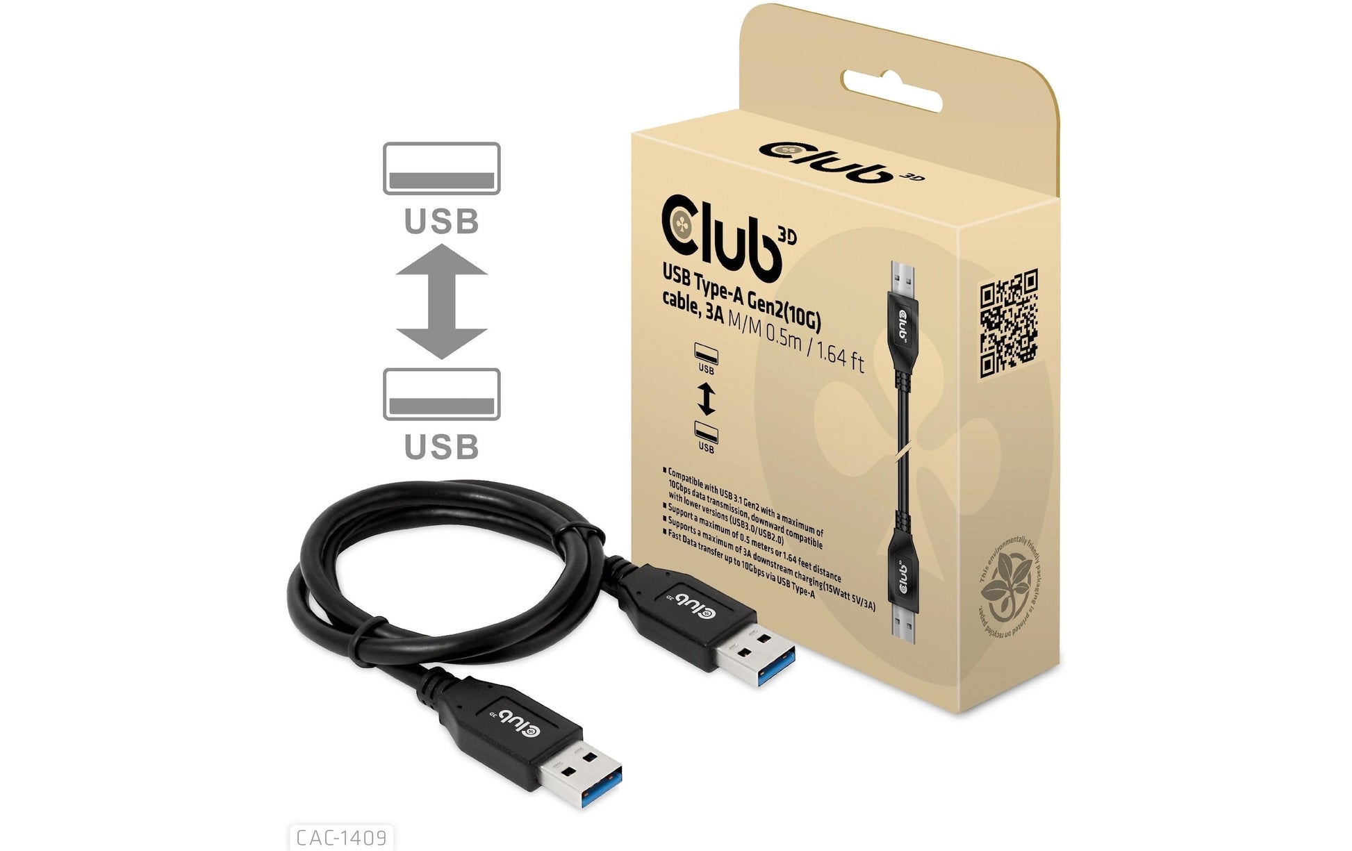 CLUB3D Club 3D – USB-Kabel, USB-A zu USB-A, 0,5 m, USB 3