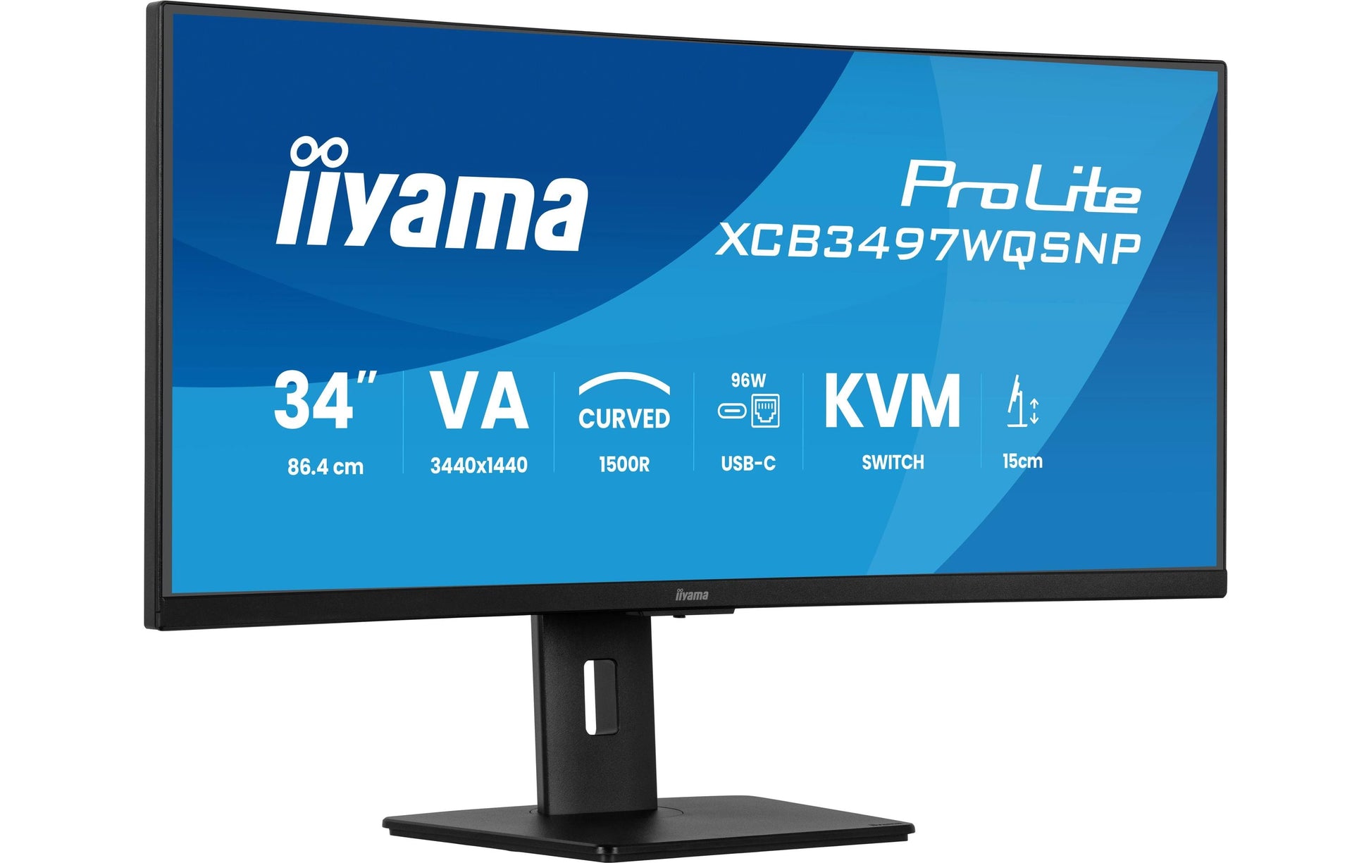 iiyama XCB3497WQSNP-B1 – Monitor, 34" 3440 × 1440 (UQHD), 120 Hz, 350 cd/m²