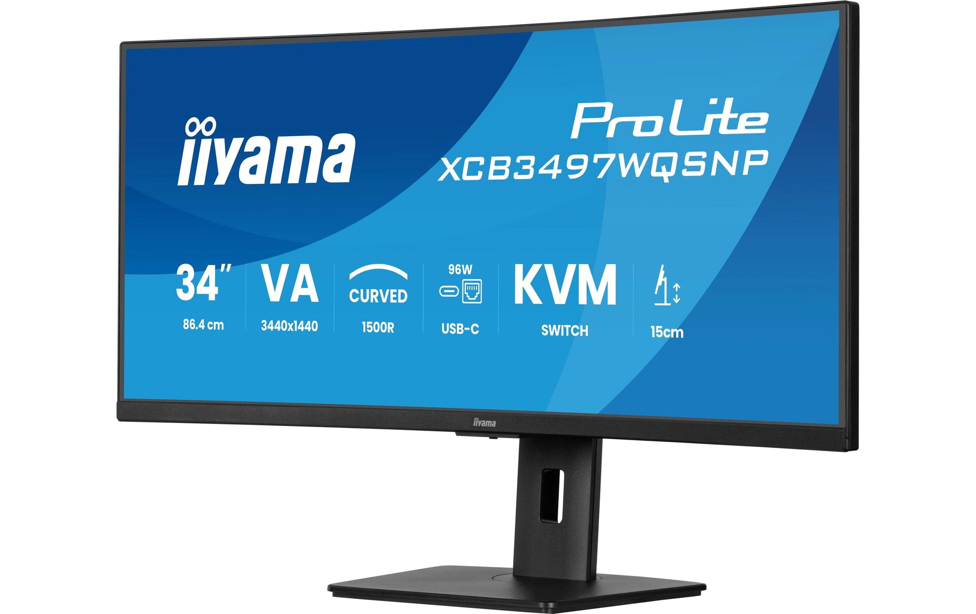 iiyama XCB3497WQSNP-B1 – Monitor, 34" 3440 × 1440 (UQHD), 120 Hz, 350 cd/m²
