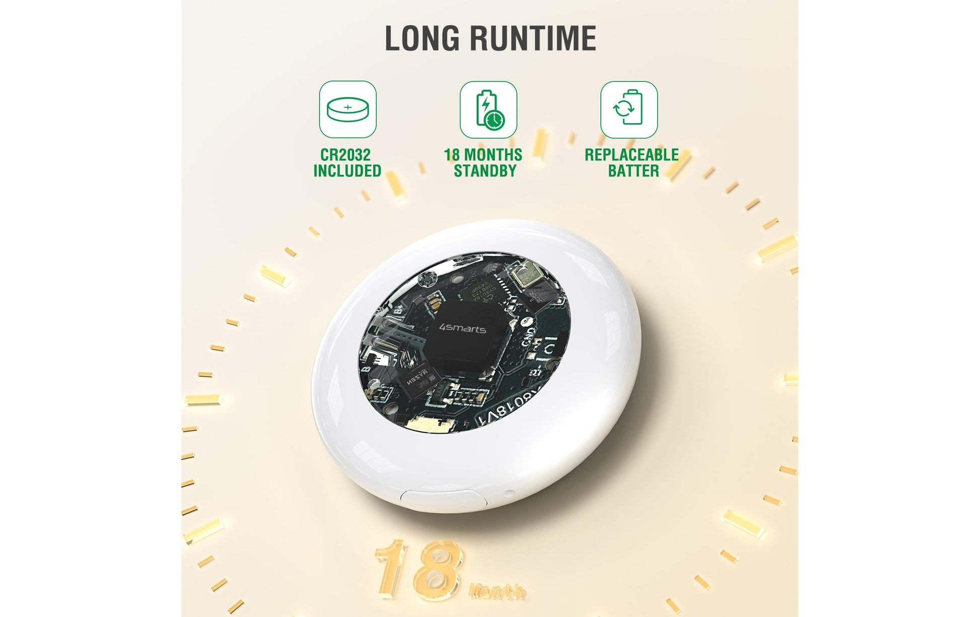 4smarts SkyTag – Bluetooth-Tracker – für Apple Wo ist? – IP65, 50 m Reichweite – für Fahrrad – Schwarz/Weiss