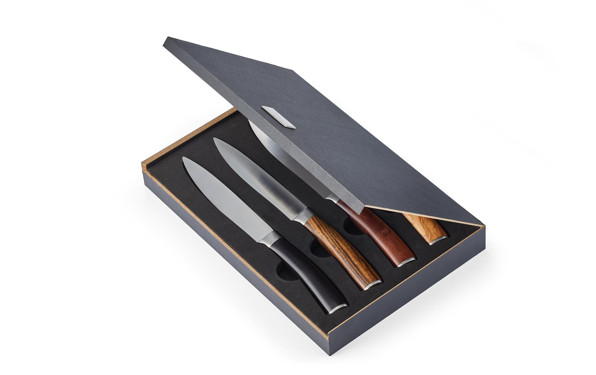 Philippi Steakmesser-Set – 4-teilig, 27,9 cm, glatter Schliff, Edelstahl, Holzgriff, mehrfarbig