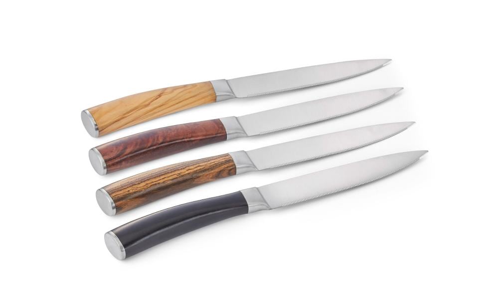 Philippi Steakmesser-Set – 4-teilig, 27,9 cm, glatter Schliff, Edelstahl, Holzgriff, mehrfarbig