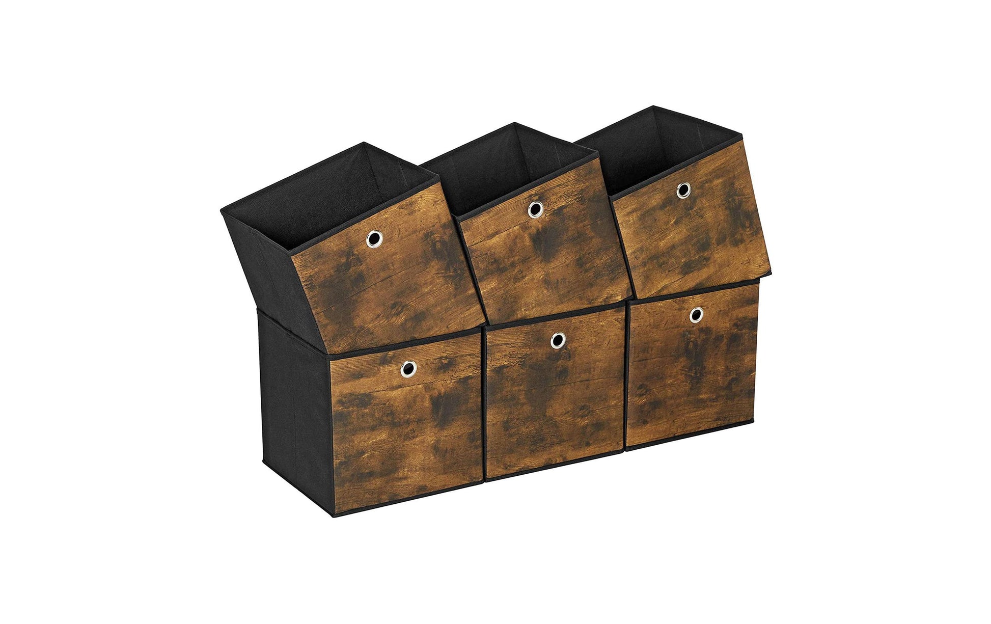 Songmics Aufbewahrungsbox quadratisch – Textil – schwarz – 6-teiliges Set – 300 × 300 × 300 mm