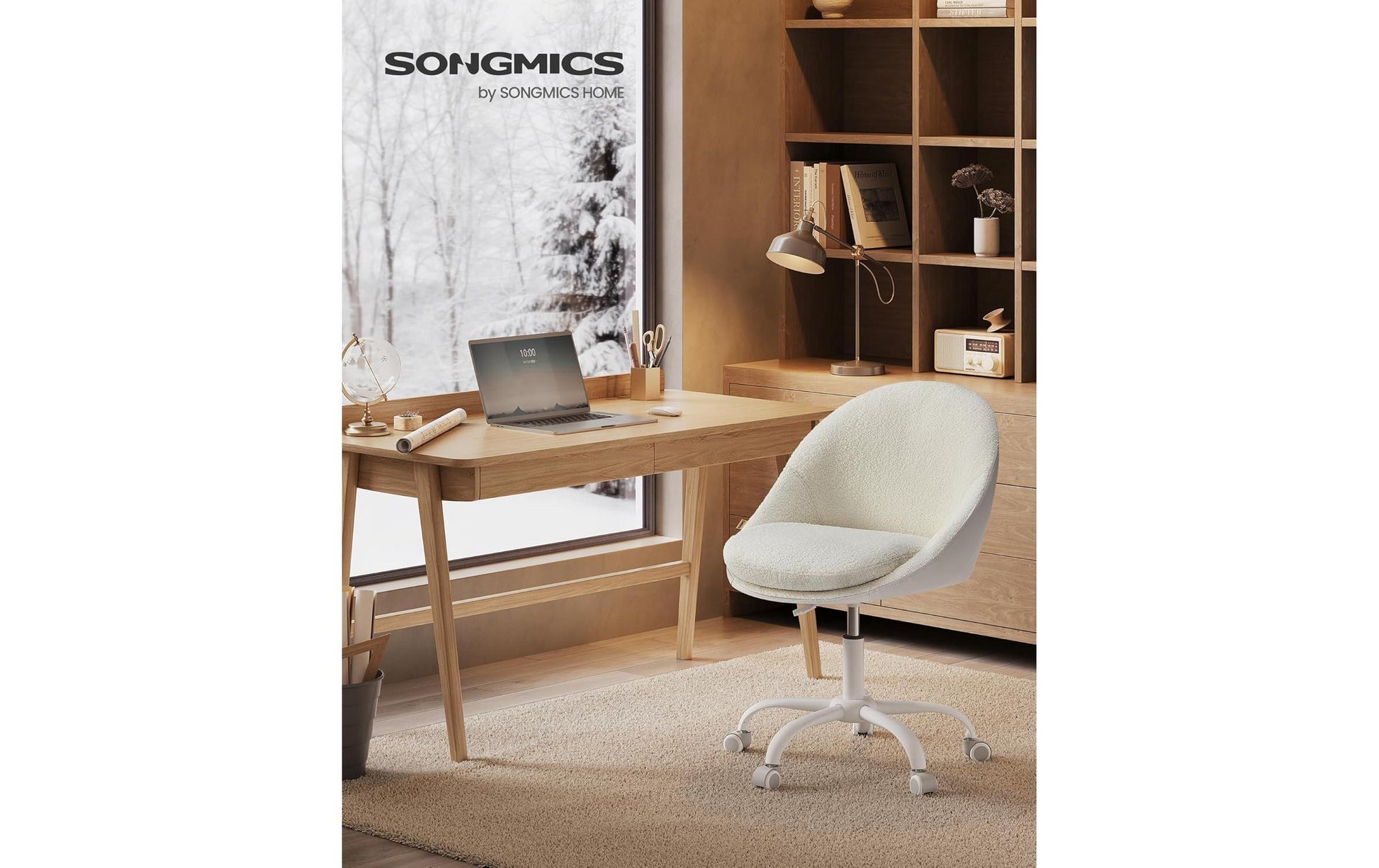Songmics Konferenzstuhl Cappuccino – 56 × 60 × 83-93 cm, beige-creme