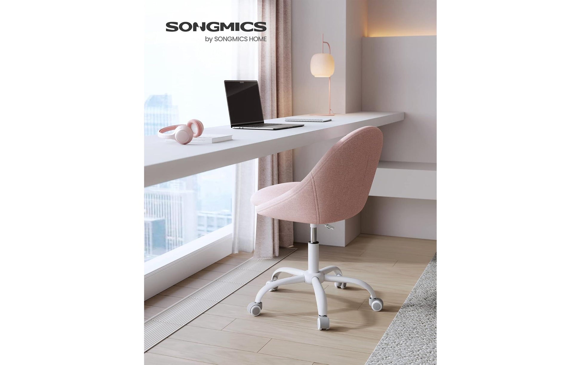 Songmics Bürostuhl – 58 × 58 × 83–93 cm, Hellrosa