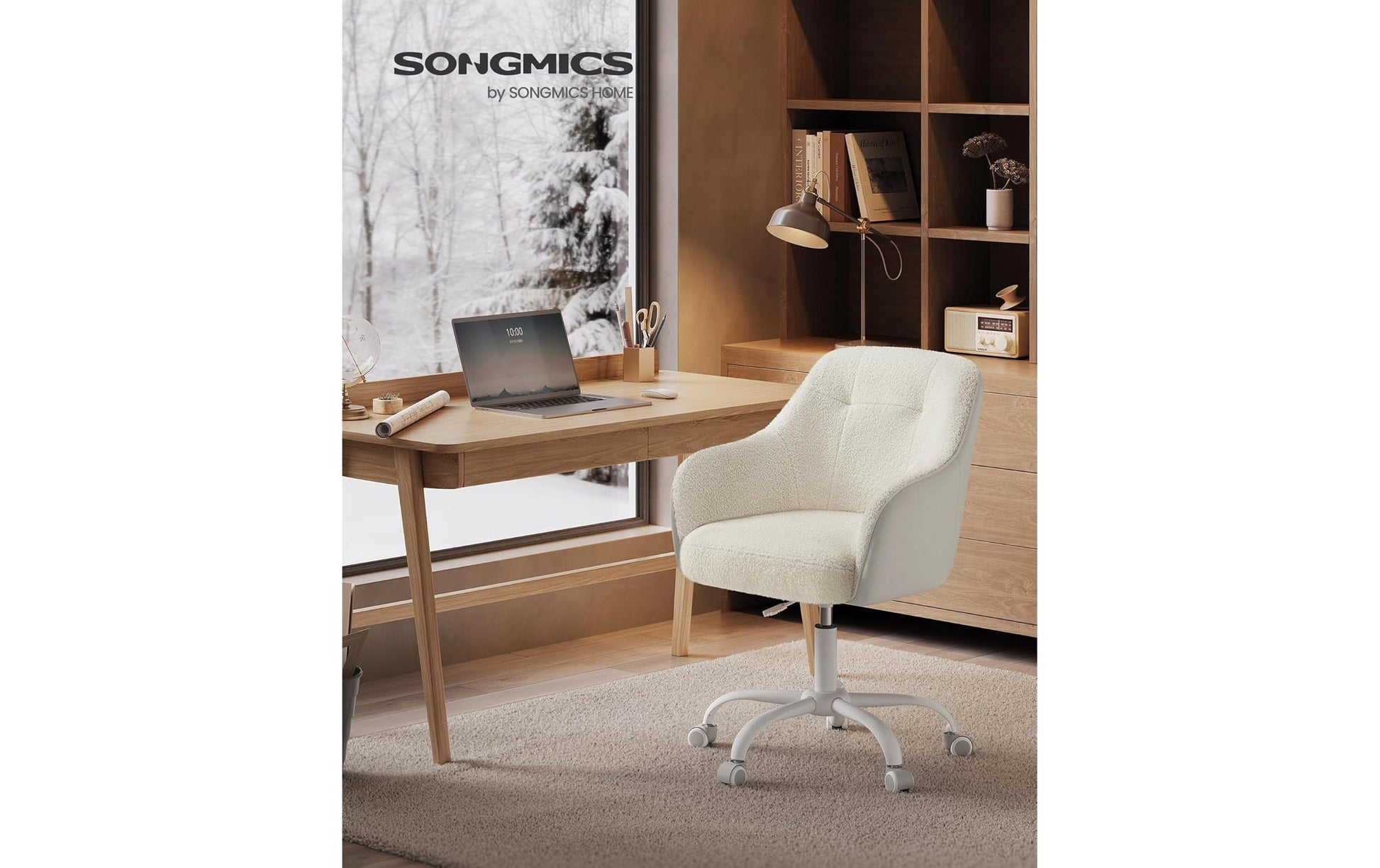 Songmics Bürostuhl Capuccino – 58 × 60,8 × 86–96 cm, beige/hellbeige
