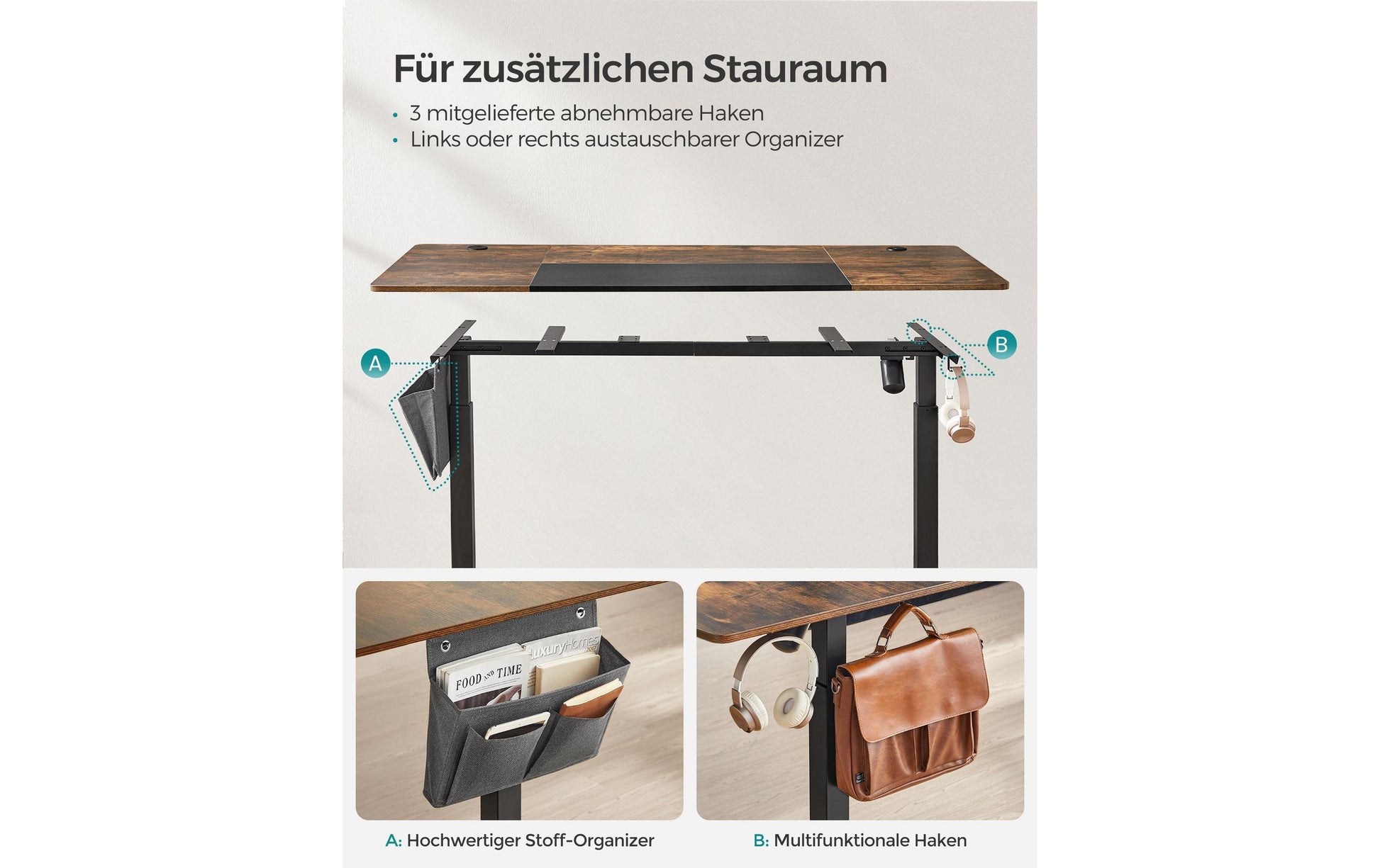 Songmics Tischplatte – 160 × 70 cm – braun