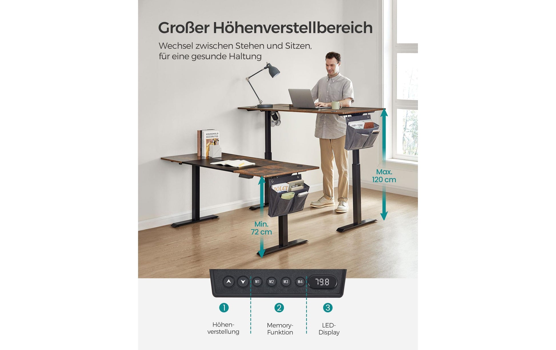 Songmics Tischplatte – 160 × 70 cm – braun