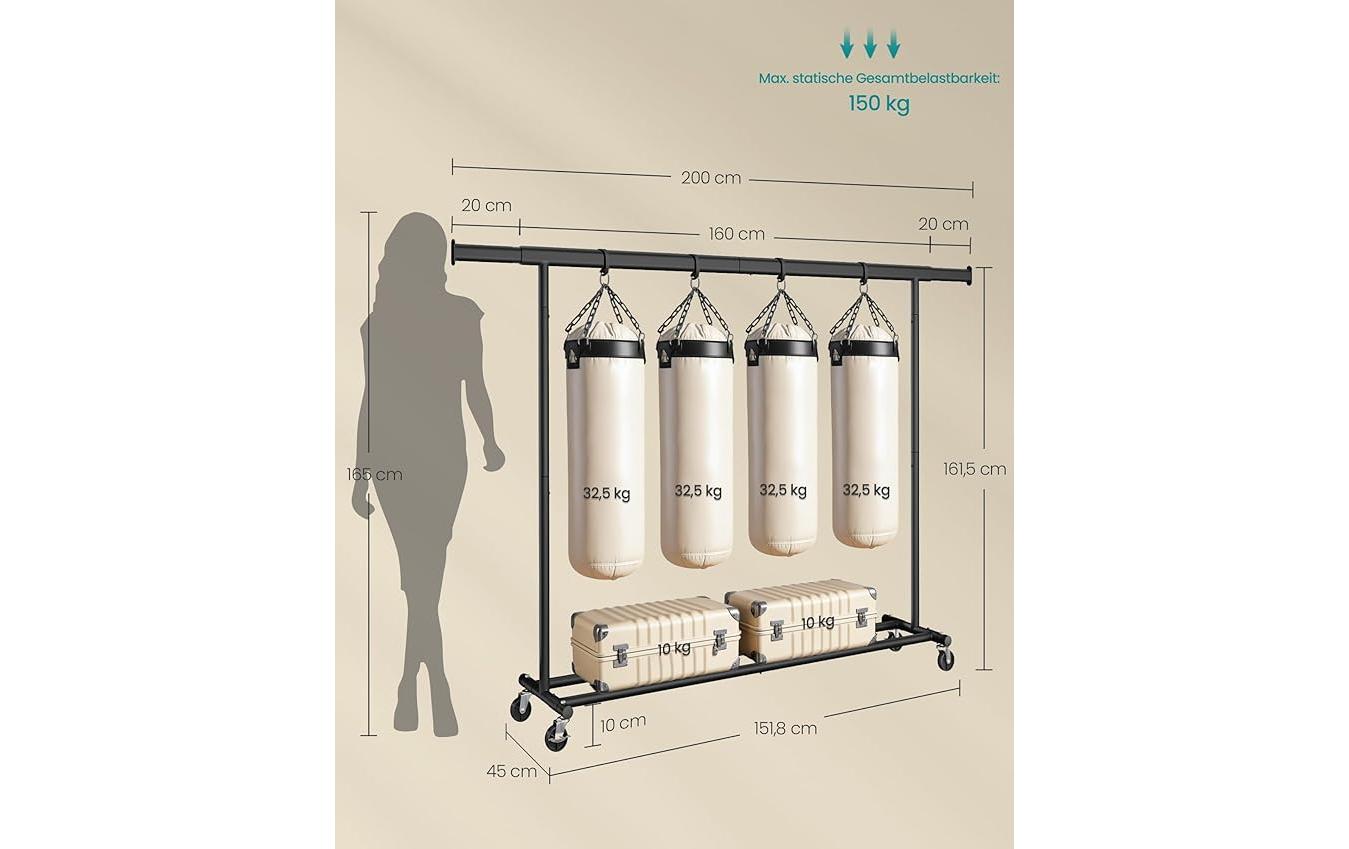 Songmics Garderobenständer – Stahl – Schwarz – 1'615 mm