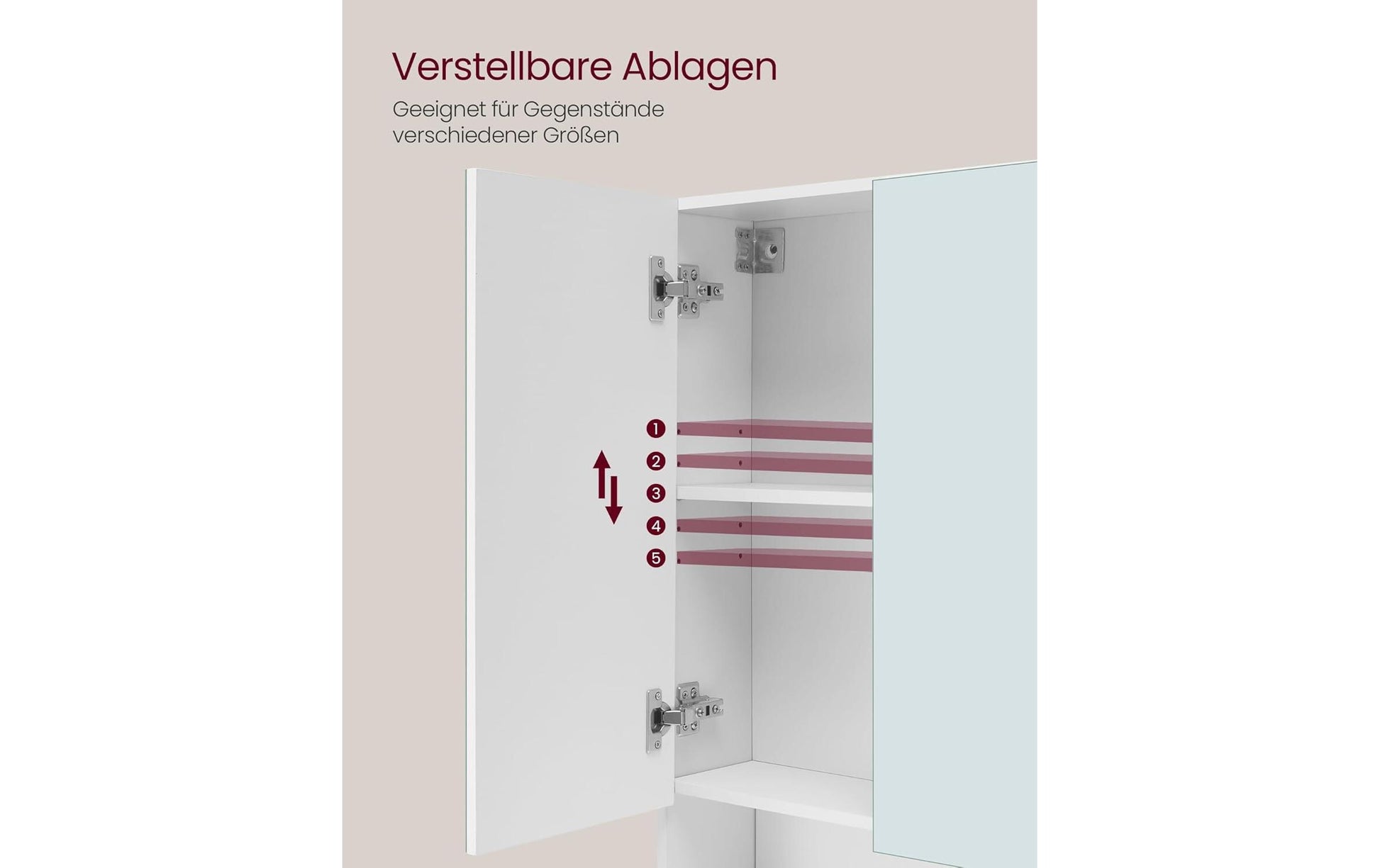 Vasagle Spiegelschrank – 90×16,5×75 cm, Spanholzplatte/Glas, Wandmontiert, Weiss