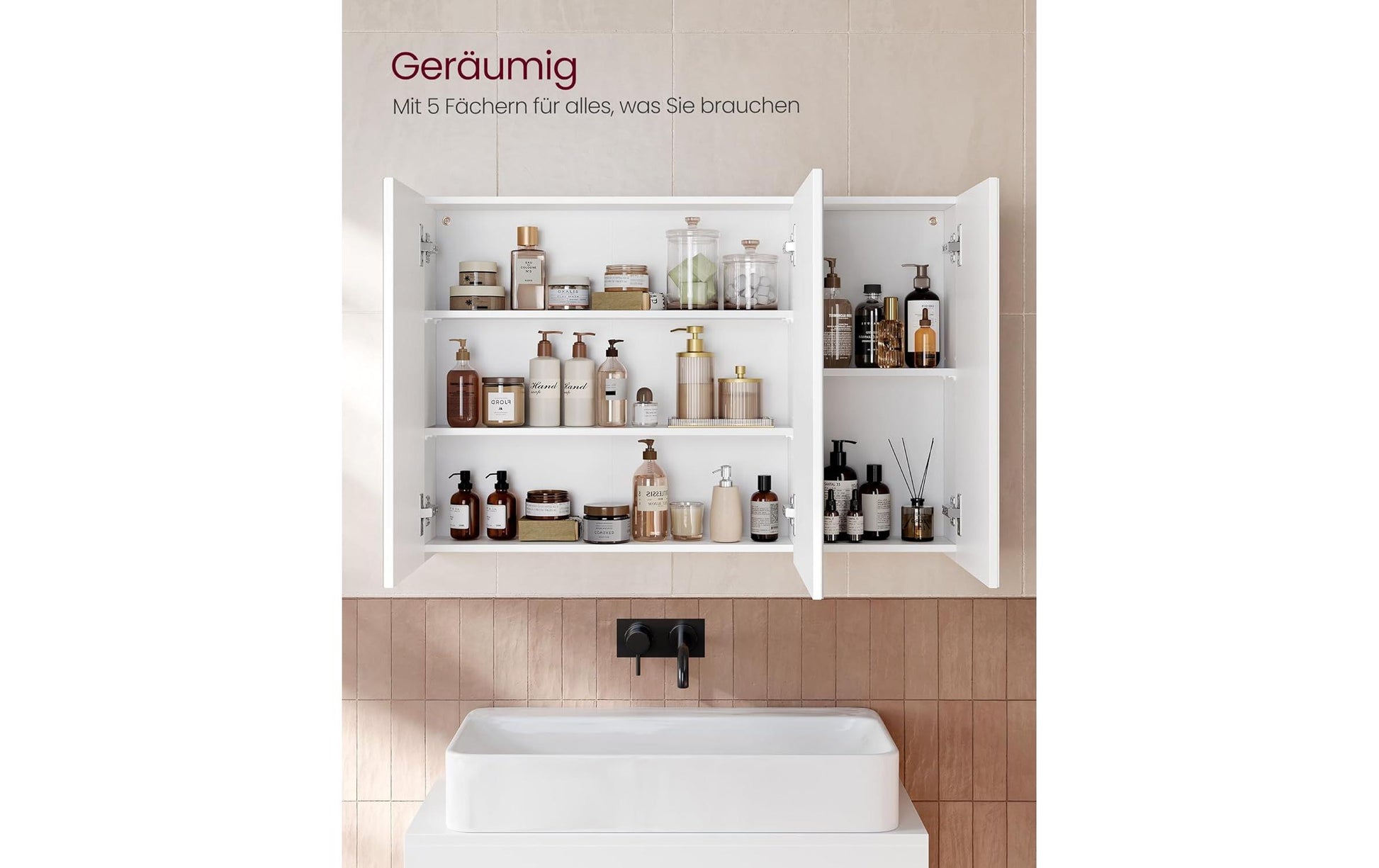 Vasagle Spiegelschrank – 90×15×60 cm, Spanholzplatte, Wandmontiert, Weiss