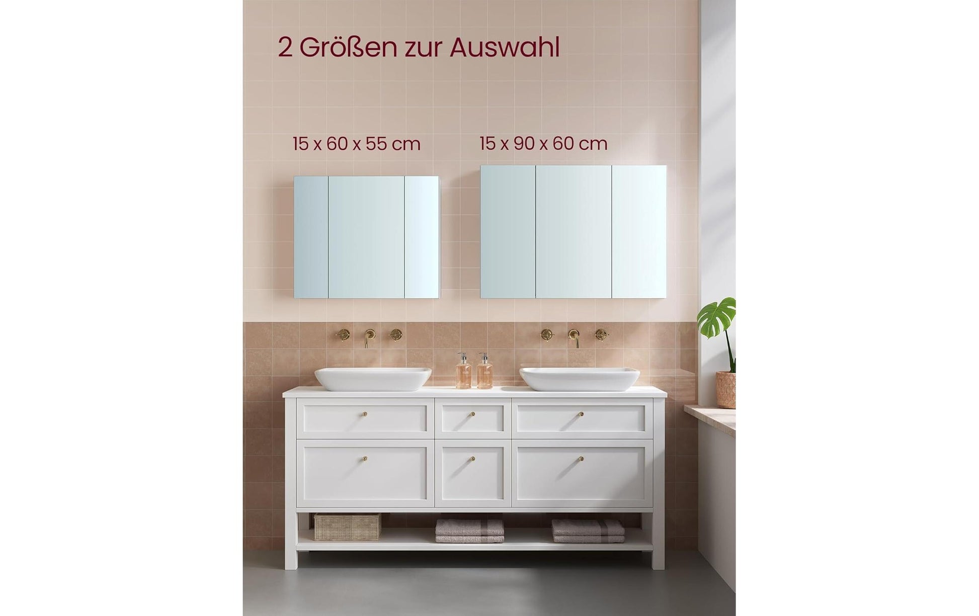 Vasagle Spiegelschrank – 90×15×60 cm, Spanholzplatte, Wandmontiert, Weiss