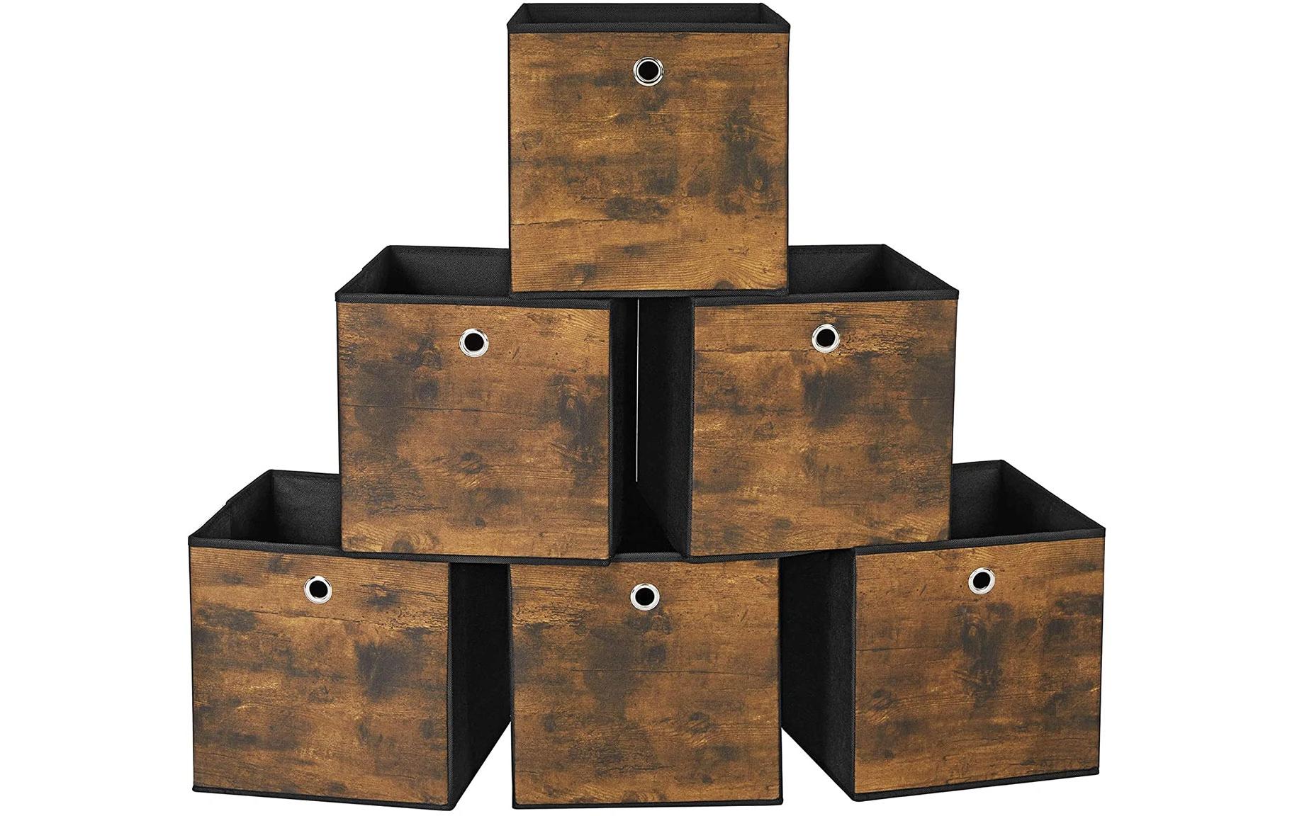 Songmics Aufbewahrungsbox quadratisch – Textil – schwarz – 6-teiliges Set – 300 × 300 × 300 mm