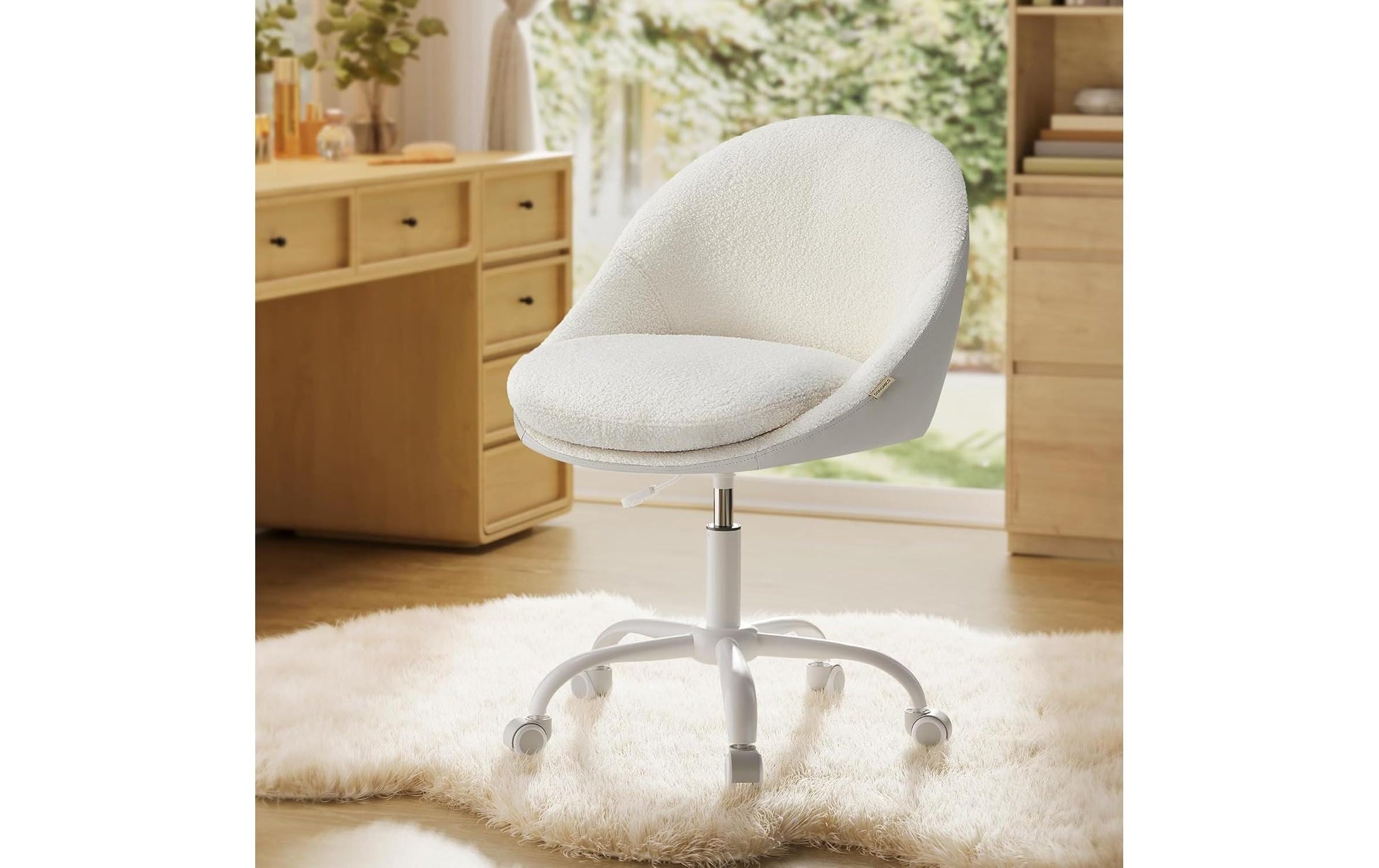 Songmics Konferenzstuhl Cappuccino – 56 × 60 × 83-93 cm, beige-creme