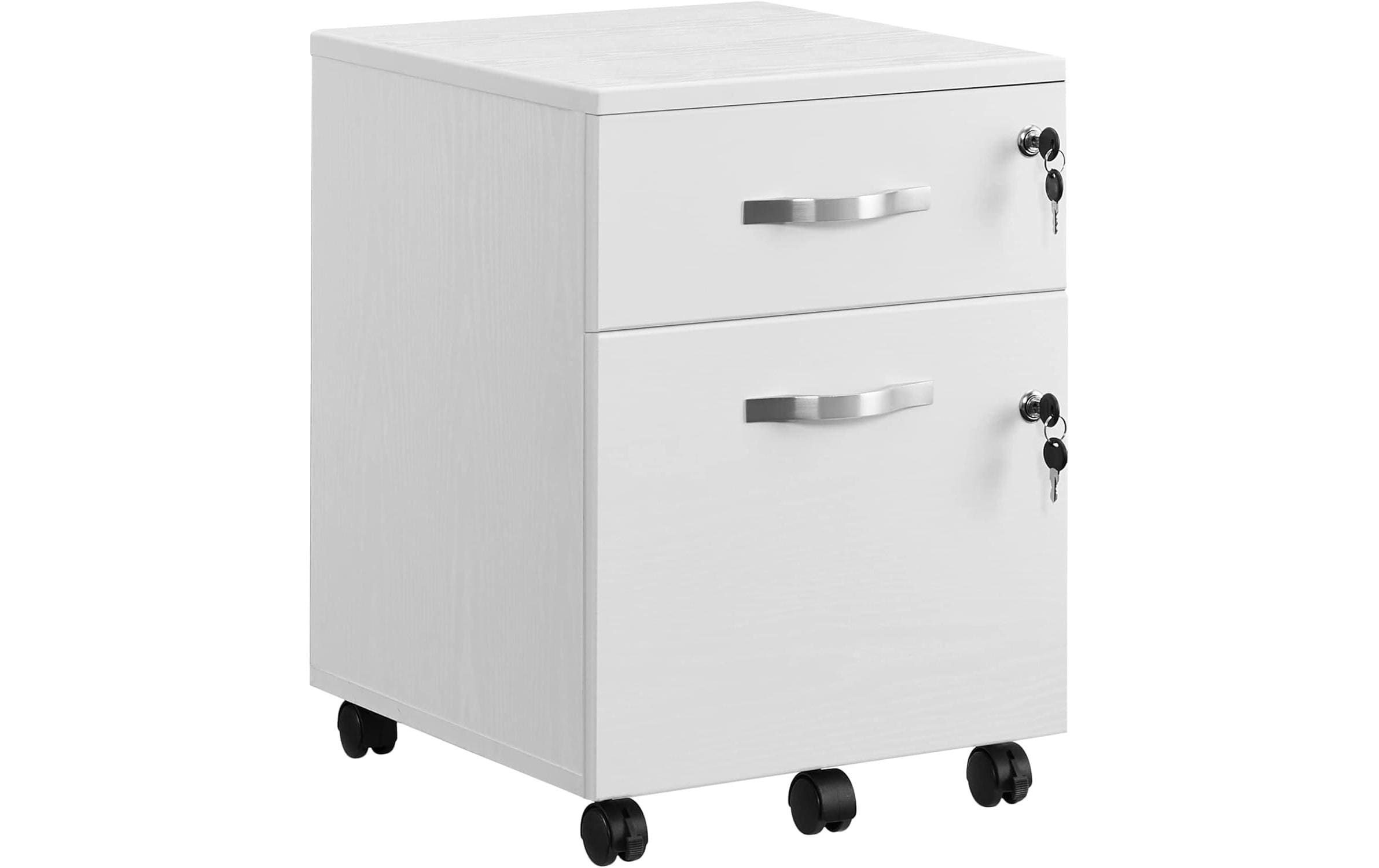 Vasagle Abschliessbarer Rollcontainer, Spanplatte, 438 × 544 × 400 mm, Weiss