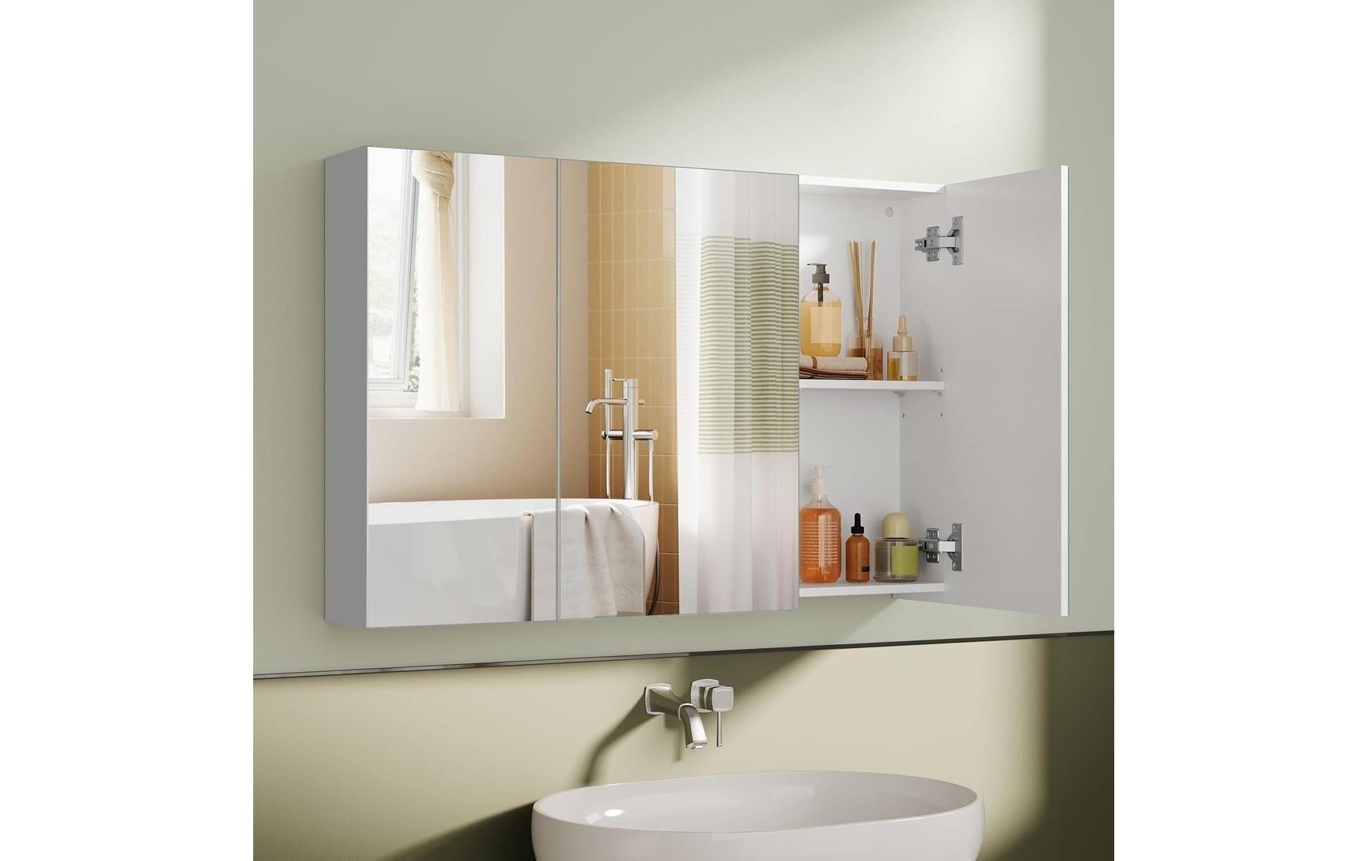 Vasagle Spiegelschrank – 90×15×60 cm, Spanholzplatte, Wandmontiert, Weiss