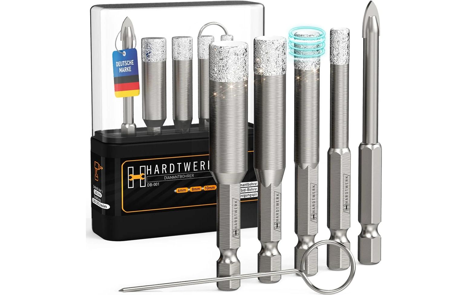 Hardtwerk Fliesenbohrer-Set 5-tlg. 6/8/10/12 mm Diamant 1/4" Sechskantschaft – für Fliesen