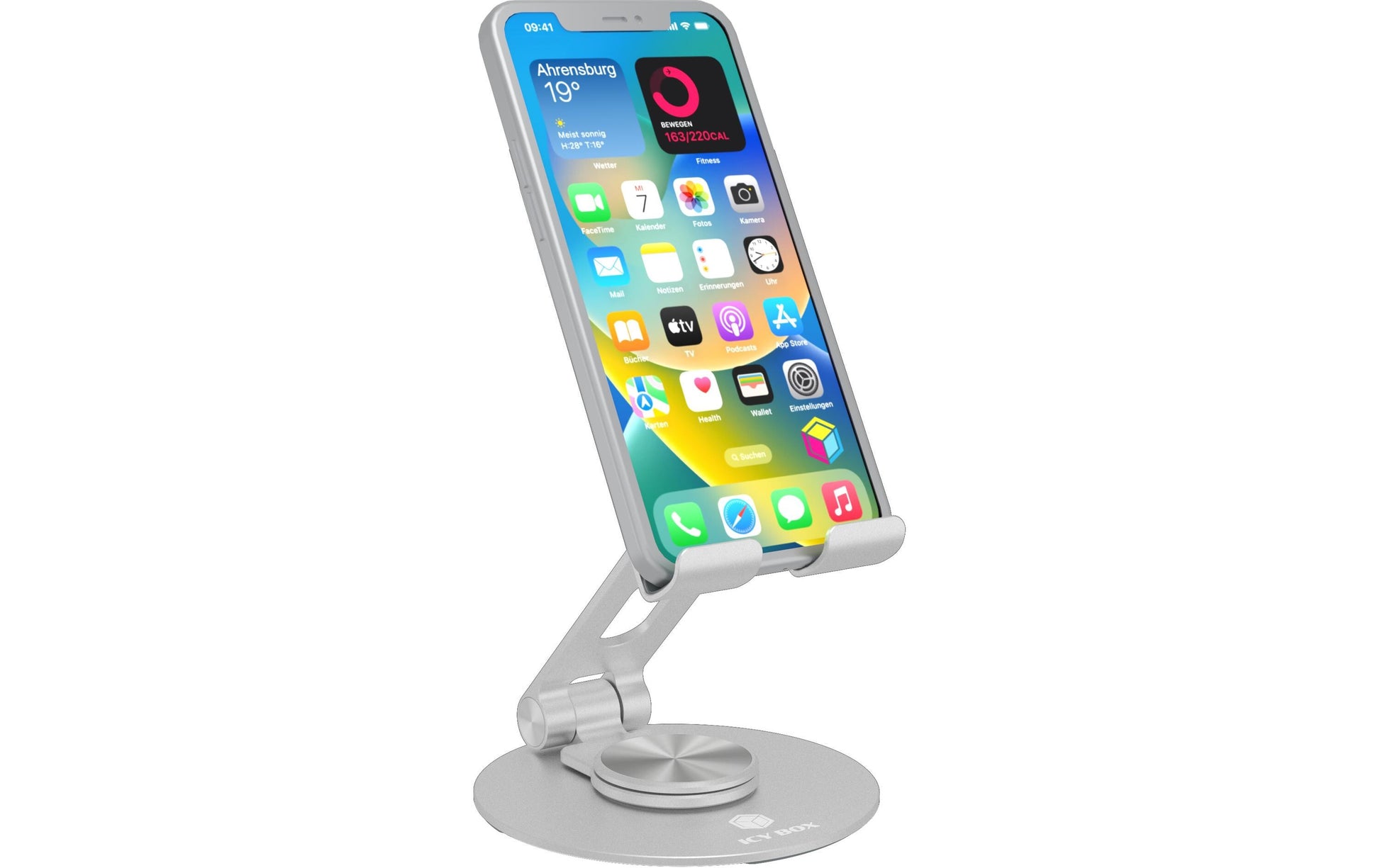 RaidSonic Tablet-Ständer – für Tablets bis 12,9", 360° drehbar – Grau