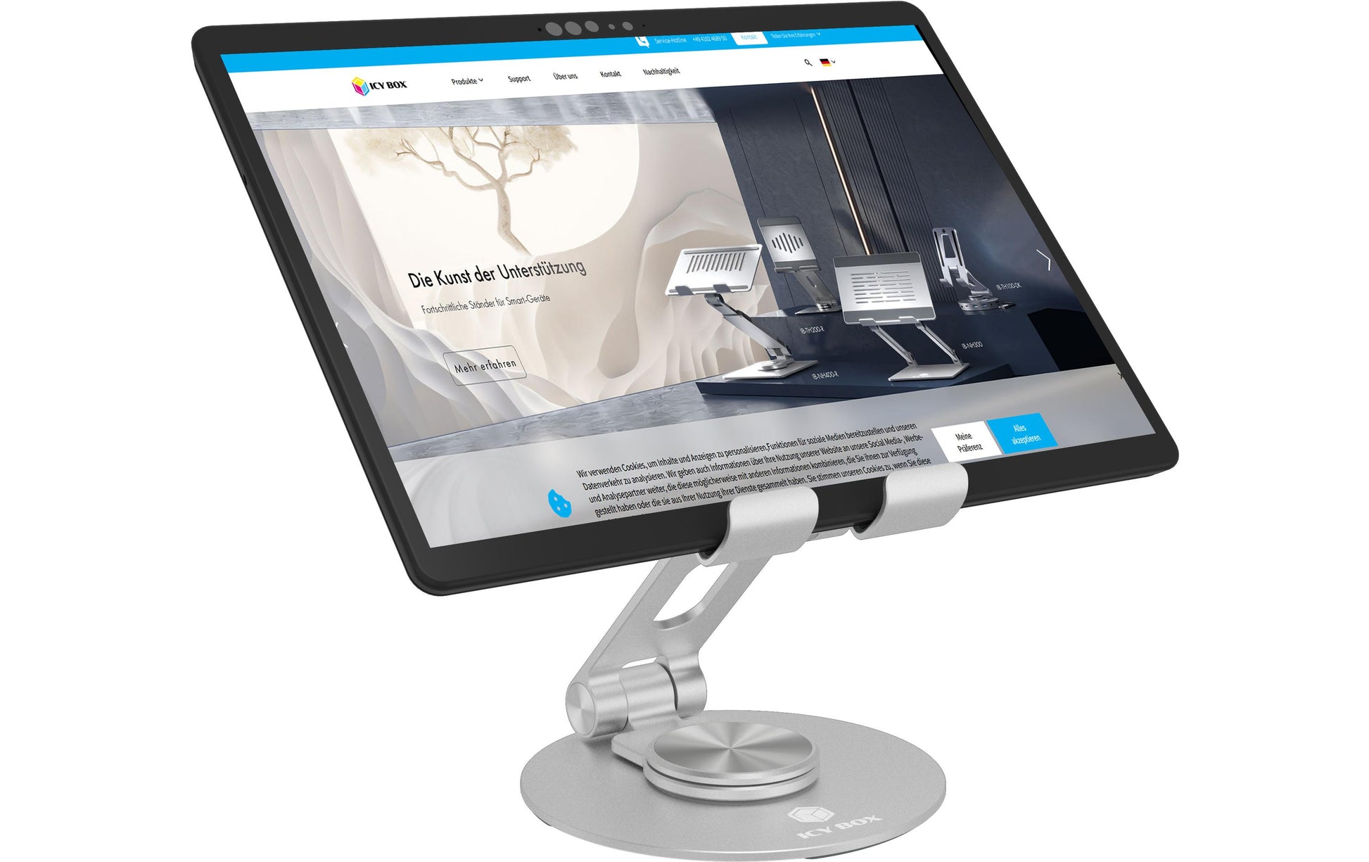 RaidSonic Tablet-Ständer – für Tablets bis 12,9", 360° drehbar – Grau