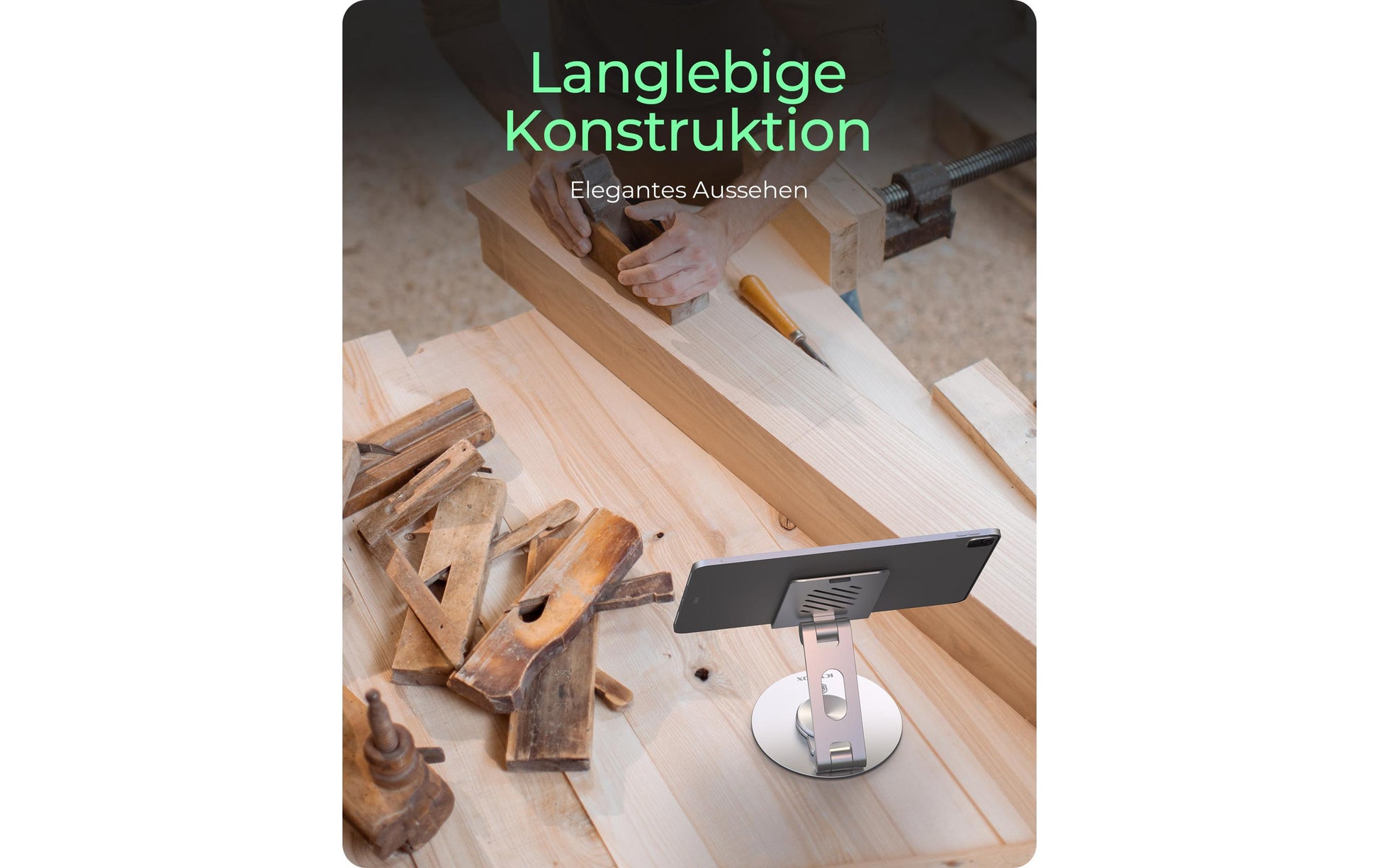 RaidSonic Tablet-Ständer – für Tablets bis 12,9", 360° drehbar – Grau