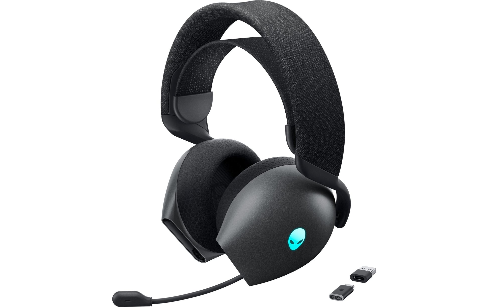 Alienware AW725H Gaming-Headset – Over-Ear, Stereo, Kabel + BT, ANC, mit USB-C-Dongle, Schwarz