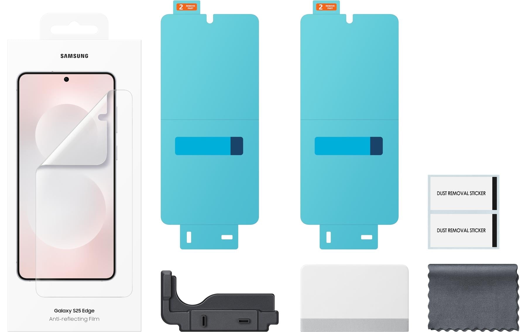 Samsung Displayschutz (Folie), Antireflex – für Galaxy S25 Edge – 2er-Pack – mit Applikator