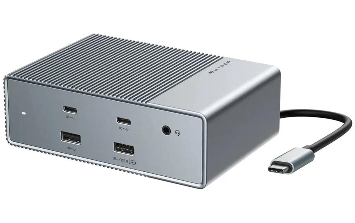 Hyper GEN2 Dockingstation – USB-C, 2× DP, 2× HDMI, 3× USB-A, GbE, 3,5 mm Audio, für Windows/Mac/ChromeOS