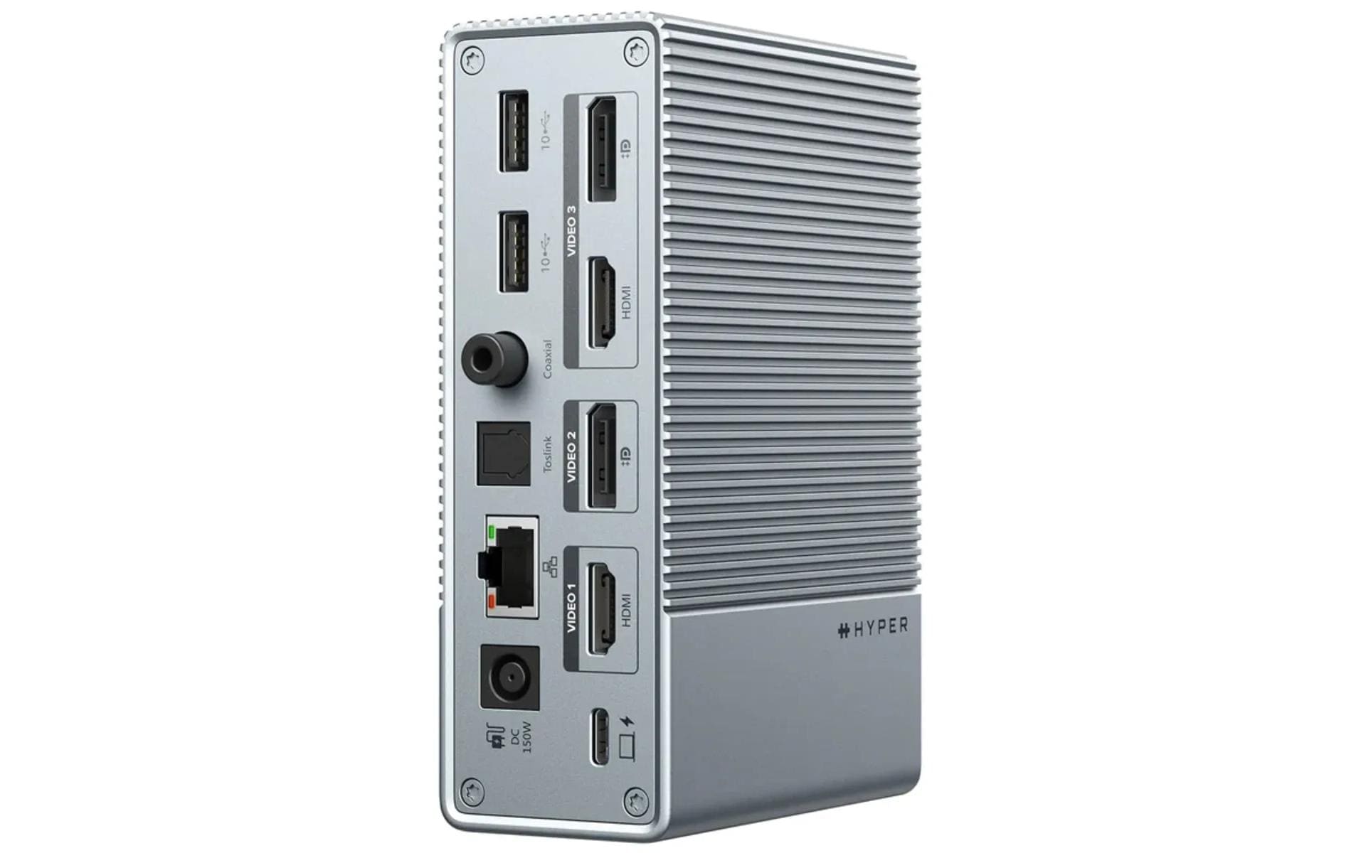 Hyper GEN2 Dockingstation – USB-C, 2× DP, 2× HDMI, 3× USB-A, GbE, 3,5 mm Audio, für Windows/Mac/ChromeOS