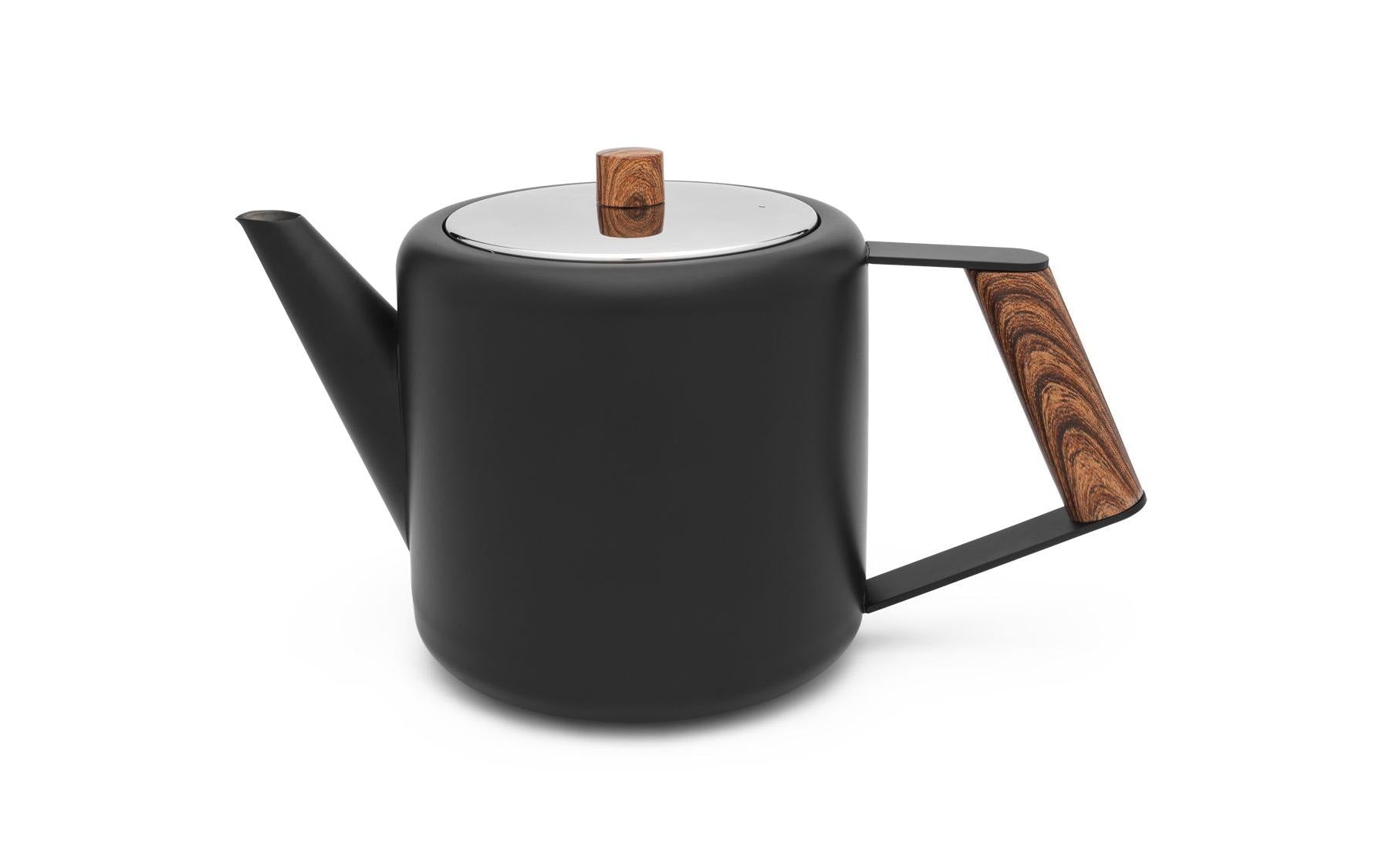 Bredemeijer Teekanne Duet Design Boston – 1,1 l, 26,5 × 13,5 × 15,0 cm, Edelstahl, Schwarz, abnehmbarer Deckel