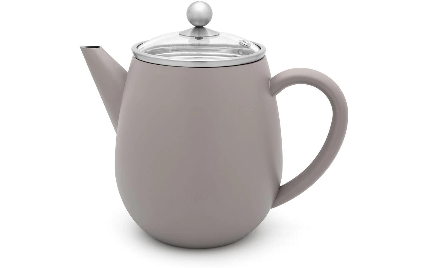 Bredemeijer Teekanne Duet – 1,1 l, 23,0 × 18,5 × 14,5 cm, Edelstahl, grau, abnehmbarer Deckel, Edelstahlfilter
