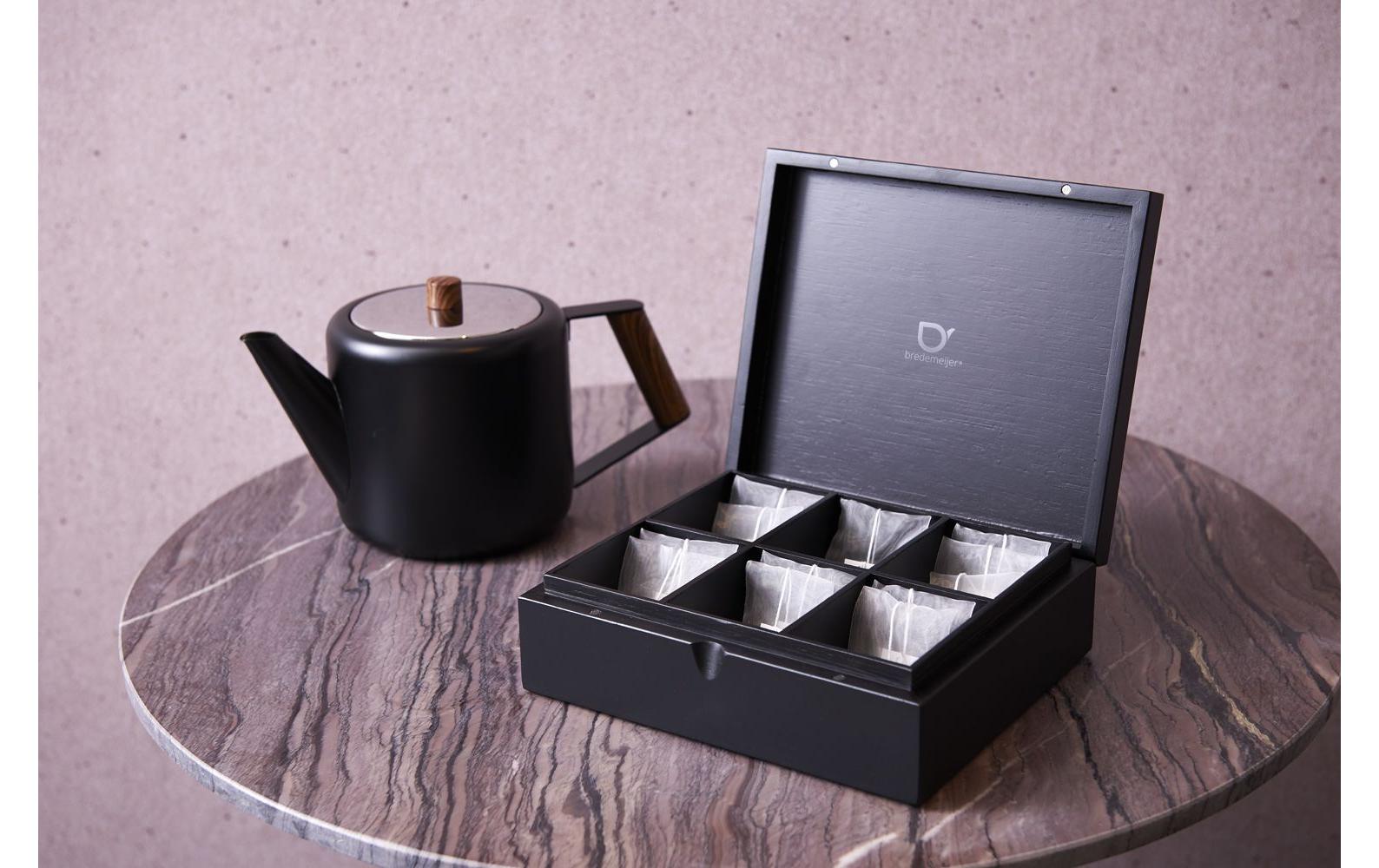 Bredemeijer Teekanne Duet Design Boston – 1,1 l, 26,5 × 13,5 × 15,0 cm, Edelstahl, Schwarz, abnehmbarer Deckel