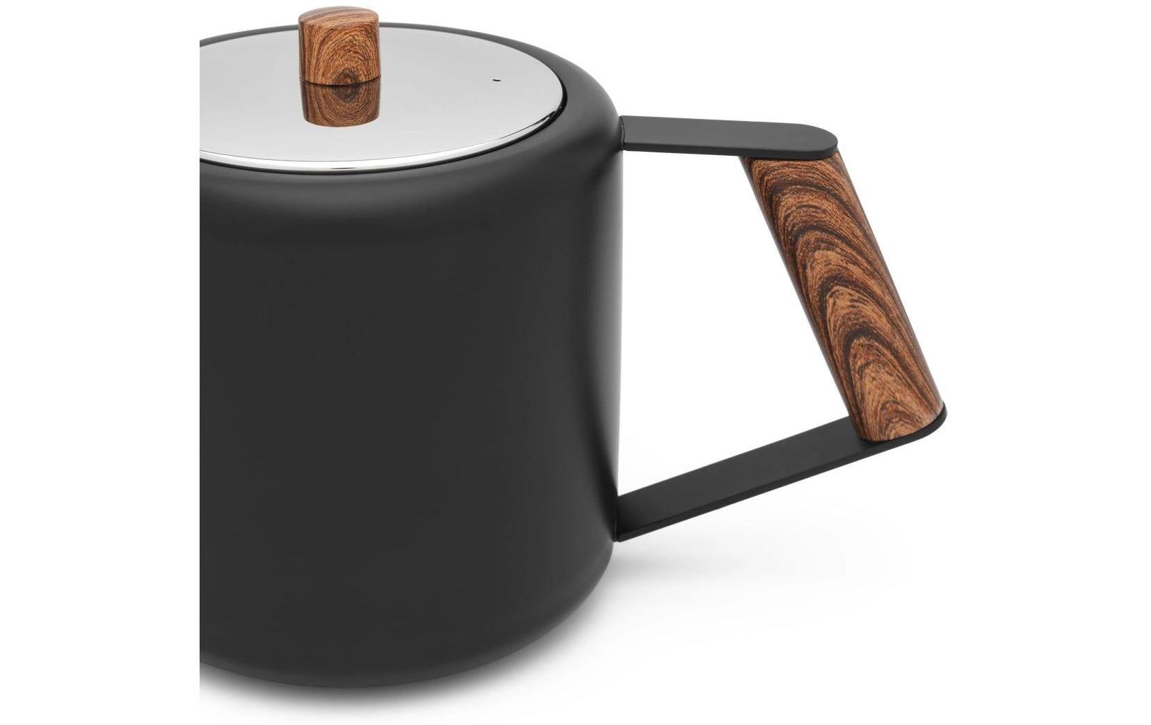Bredemeijer Teekanne Duet Design Boston – 1,1 l, 26,5 × 13,5 × 15,0 cm, Edelstahl, Schwarz, abnehmbarer Deckel