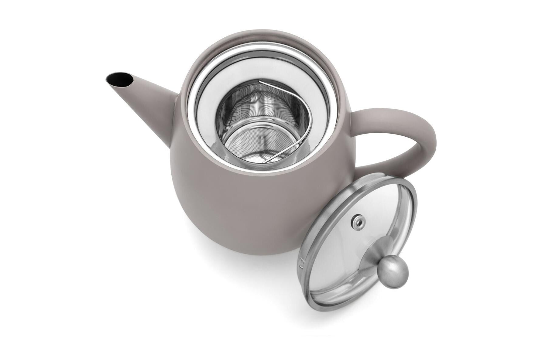 Bredemeijer Teekanne Duet – 1,1 l, 23,0 × 18,5 × 14,5 cm, Edelstahl, grau, abnehmbarer Deckel, Edelstahlfilter