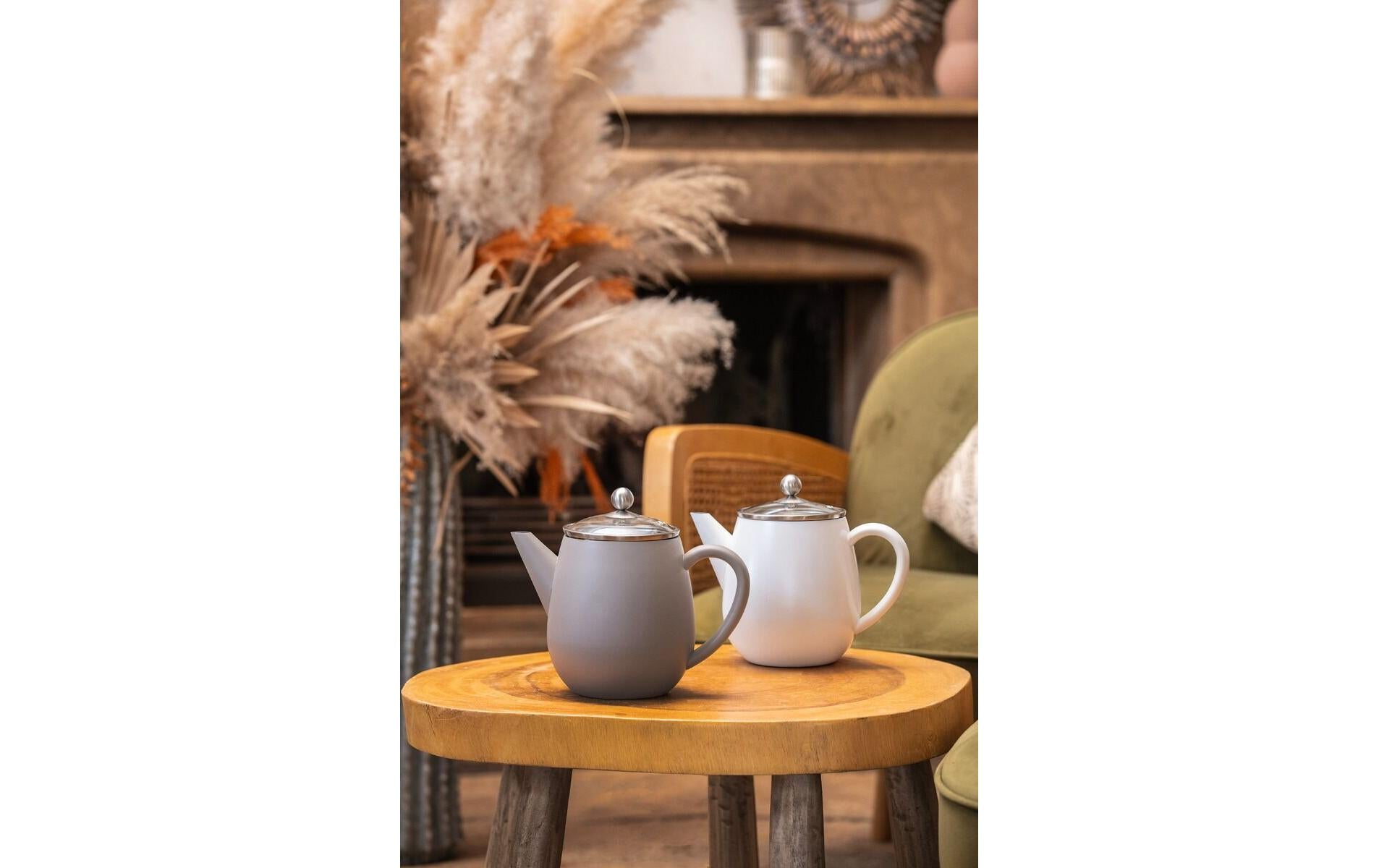 Bredemeijer Teekanne Duet – 1,1 l, 23,0 × 18,5 × 14,5 cm, Edelstahl, grau, abnehmbarer Deckel, Edelstahlfilter