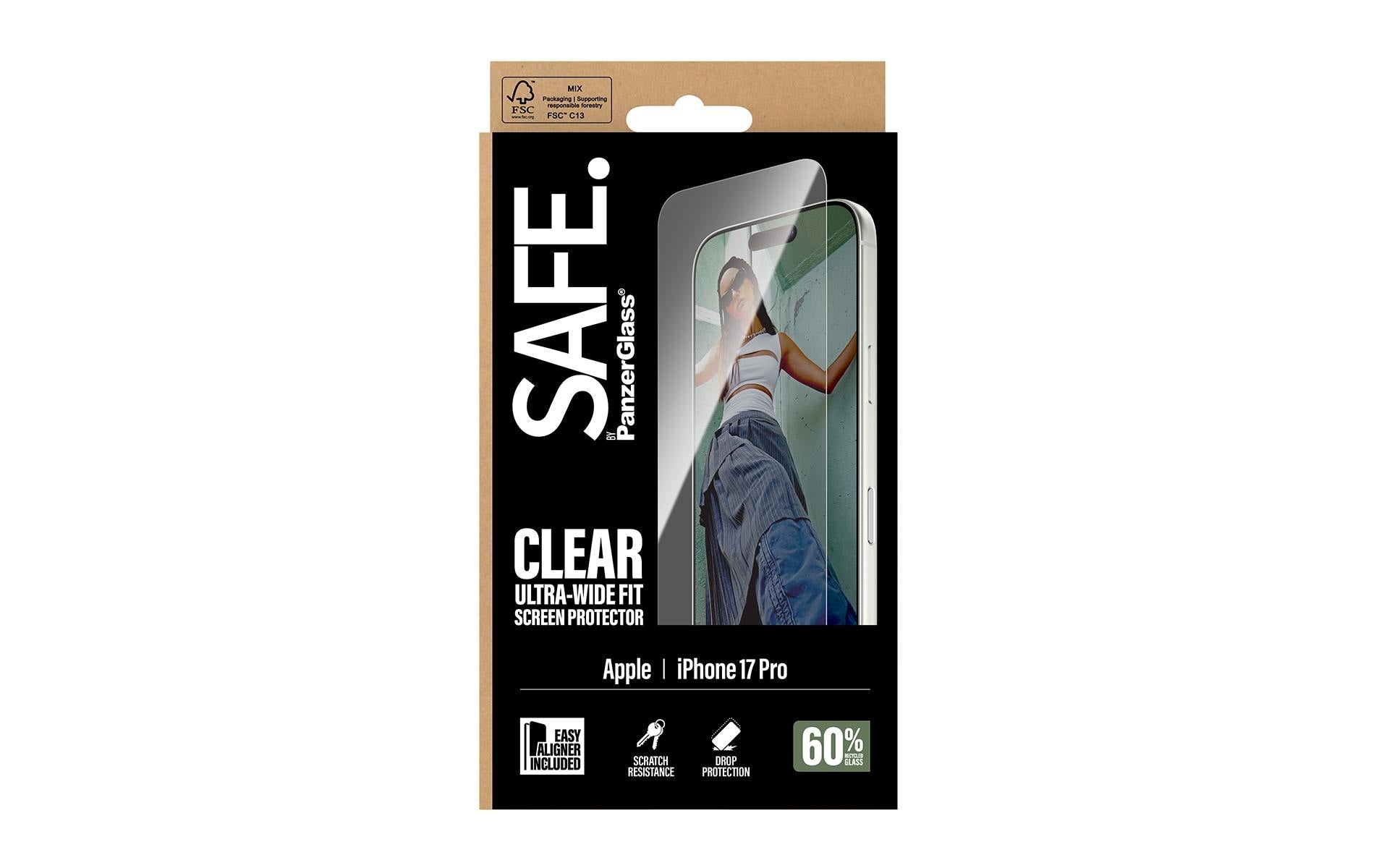 PanzerGlass Displayschutzglas – für Apple iPhone 17 Pro – Ultra-Wide Fit, kratzresistent, anti-Fingerprint