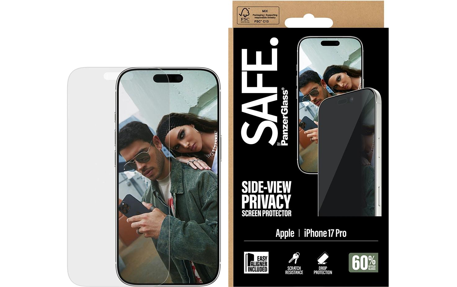 PanzerGlass Displayschutzglas Privacy-Filter – für Apple iPhone 17 Pro, kratzresistent, Hartglas
