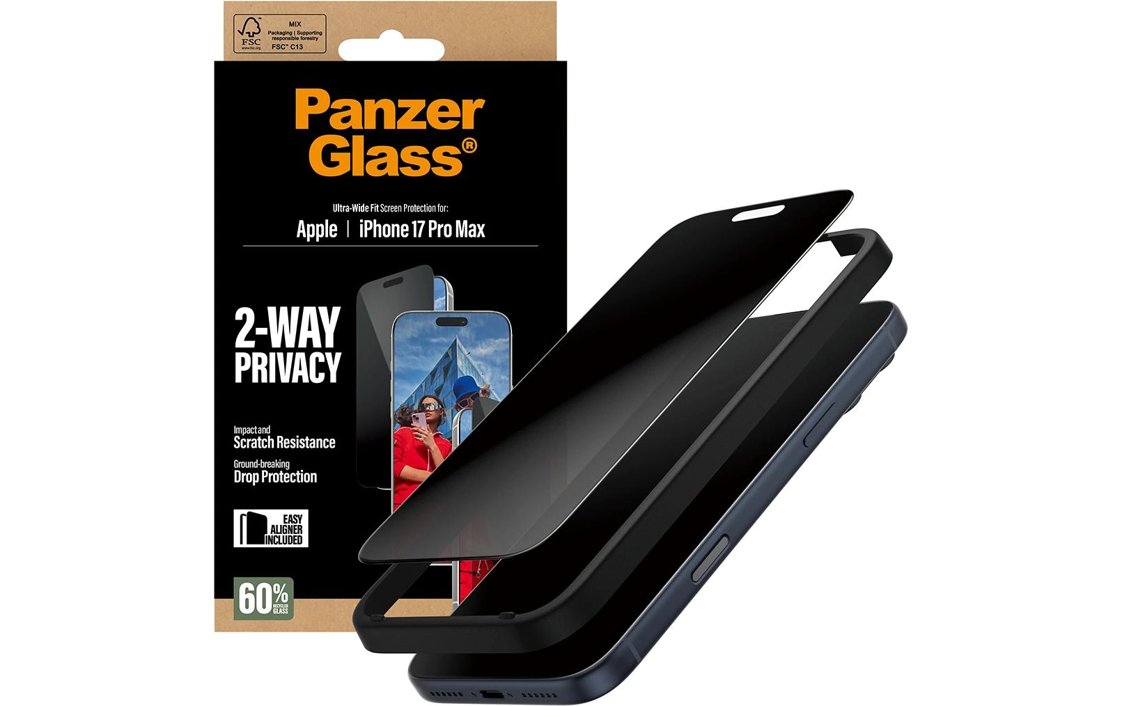 PanzerGlass Privacy-Folie – für Apple iPhone 17 Pro Max – kratzfest