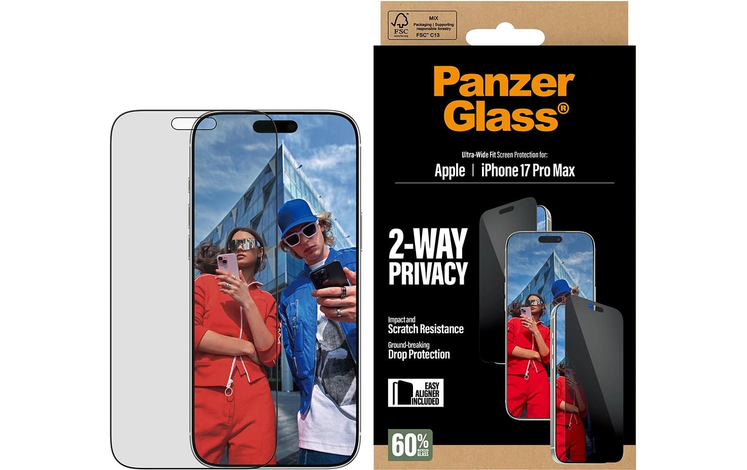 PanzerGlass Privacy-Folie – für Apple iPhone 17 Pro Max – kratzfest