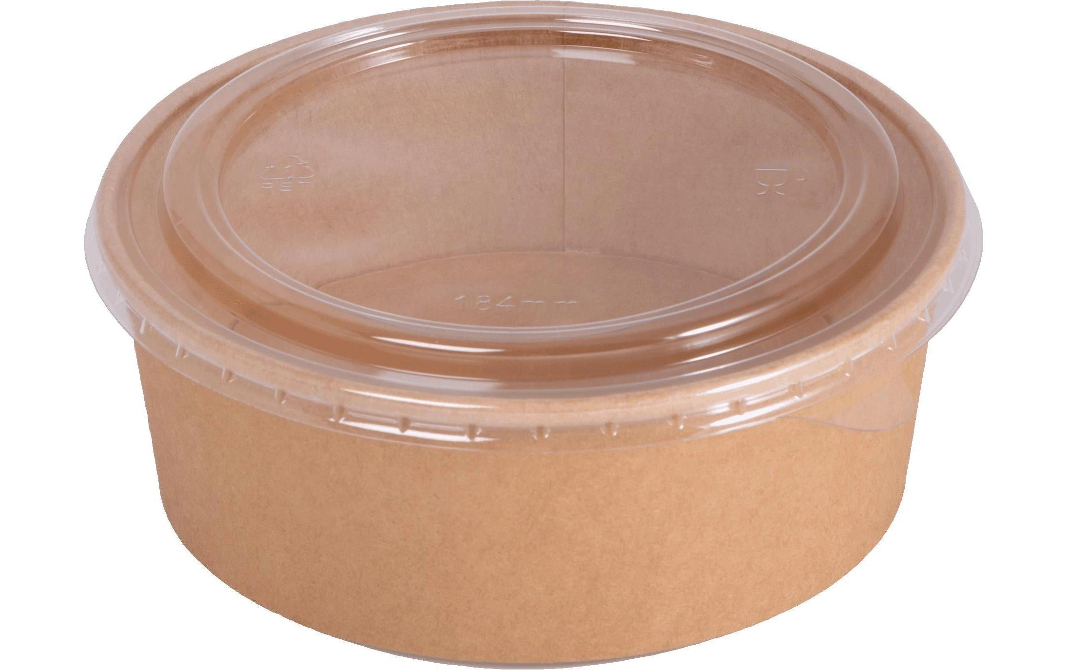 Elco Salatschale Karton mit Deckel – 1200 ml, Braun, 50 Stück