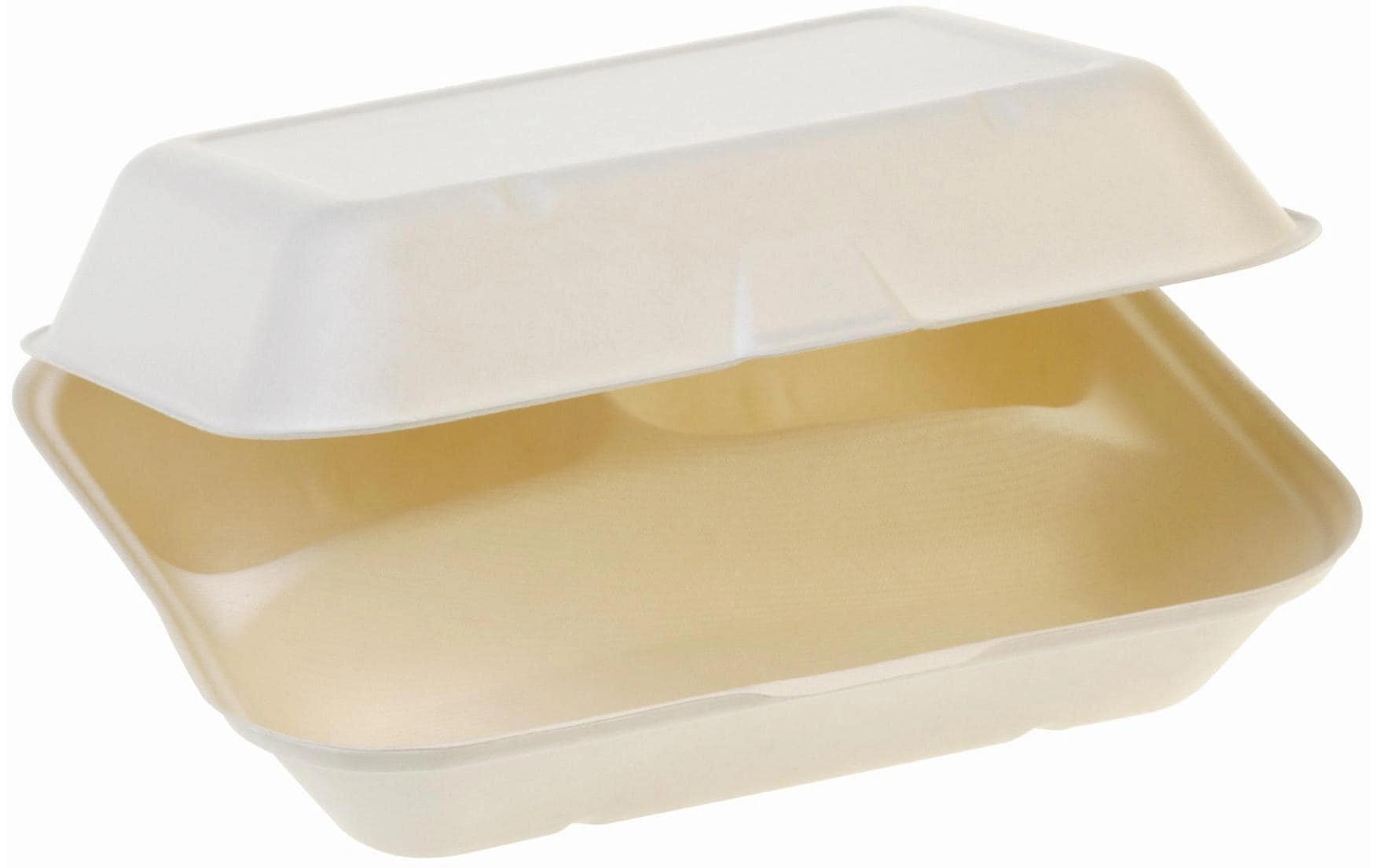 Elco Take-away-Box Bagasse – 235 × 195 × 75 mm, weiss, 50 Stück