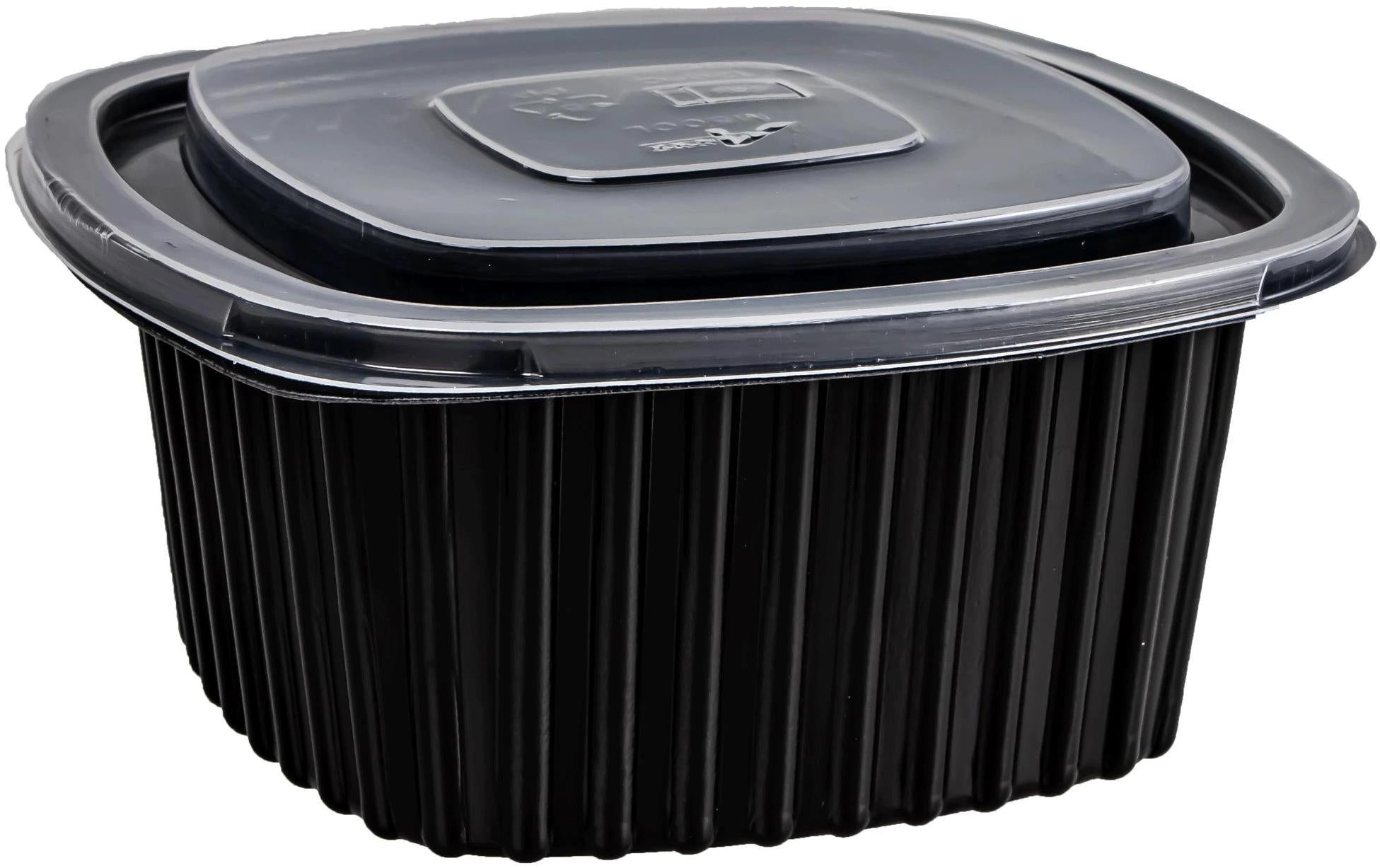 Elco Menuschale PP, mit Deckel – 500 ml, schwarz, 50 Stück