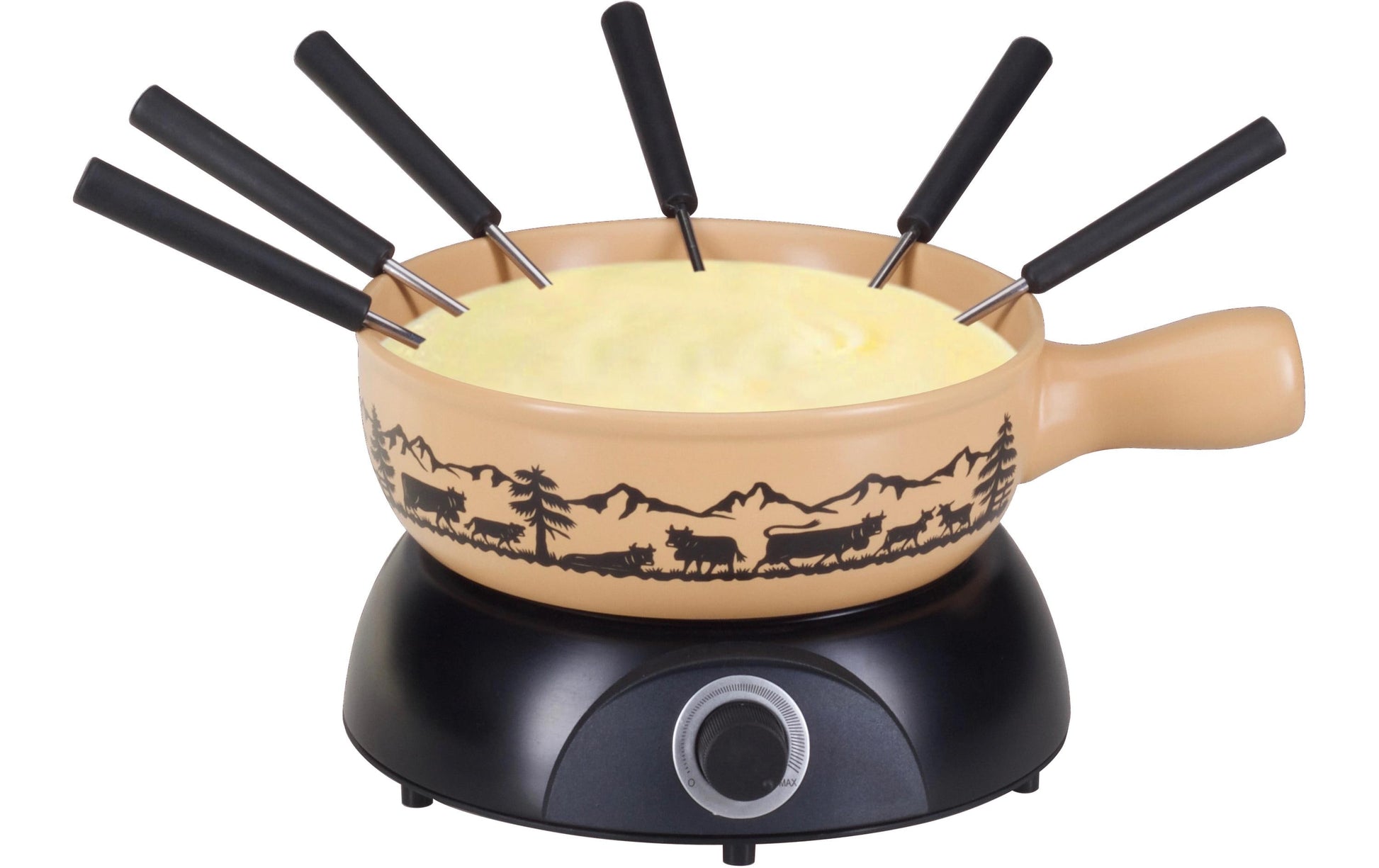 Nouvel Käsefondue-Set 8-teilig, für 6 Personen – elektrisch 1400 W, Keramik, beige